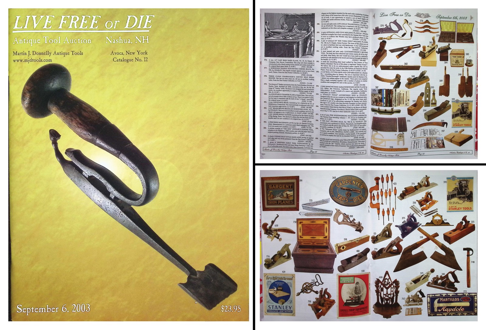 Full Color September, 2003 (FC03) Antique Tool Auction Catalog & Prices Realized