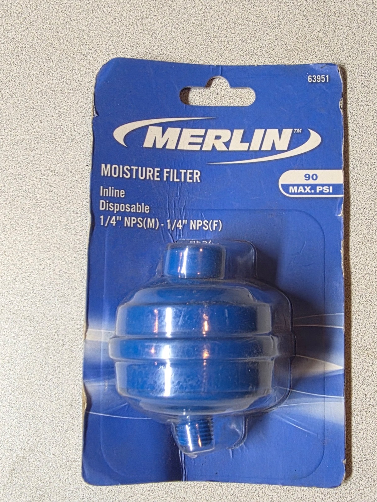 Merlin Moisture Filter for Paint Gun Disposable Inline 1/4" NPS(M) - 1/4" NPS(F)