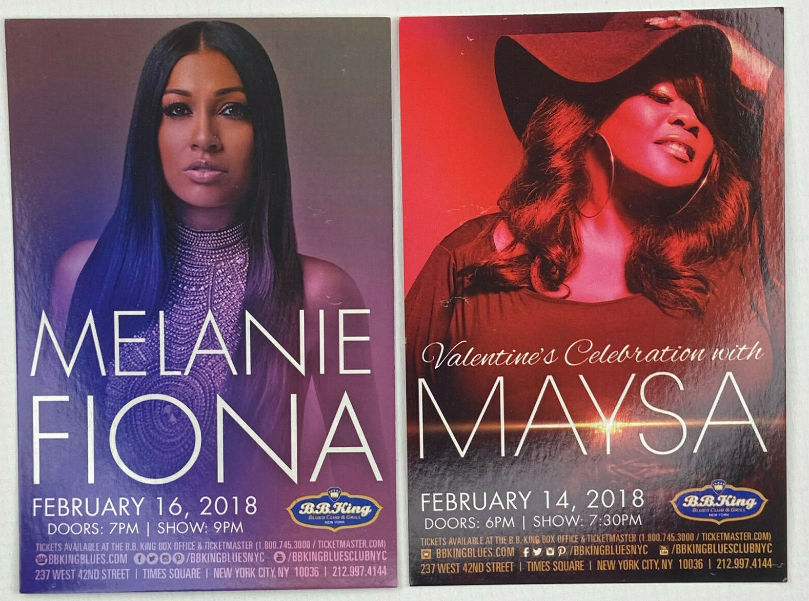 Melanie Fiona ad flyer handbill NYC BB King concert 2018 Maysa Leak Incognito