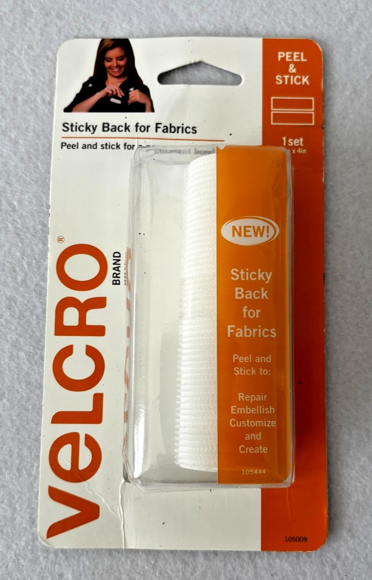 VELCRO Sticky Back for Fabrics Peel & Stick No Sew 6in x 4in