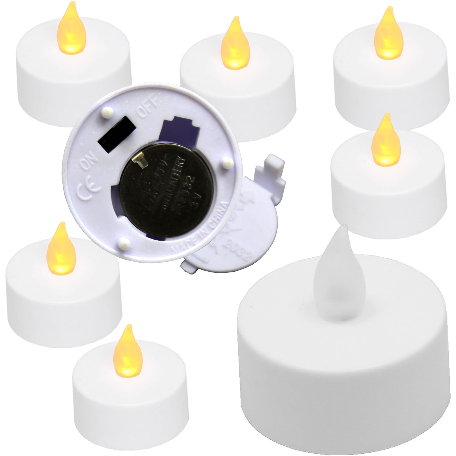NEW 6 AMBER FLICKER LIGHT FLAMELESS LED TEALIGHT TEA CANDLES