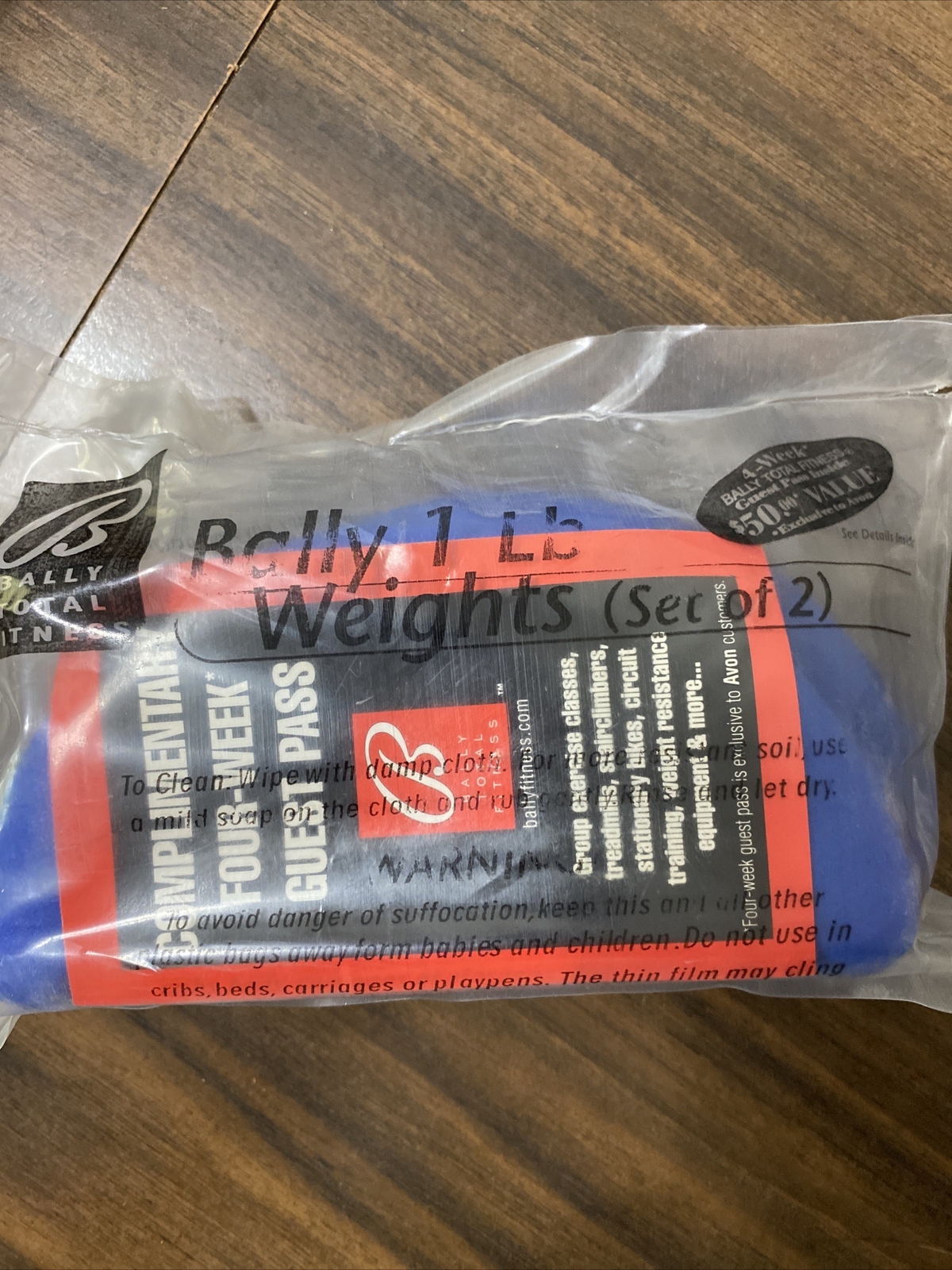 2 Lb Pair Bally Total Fitness Walking Weights Blue Soft Neoprene Grip 1 lb ea.