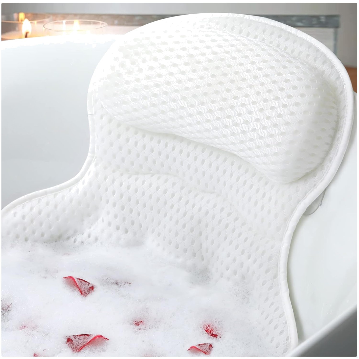Machine Washable Bath Pillow - Comfort & Stability with Suction Cups for Any Tub