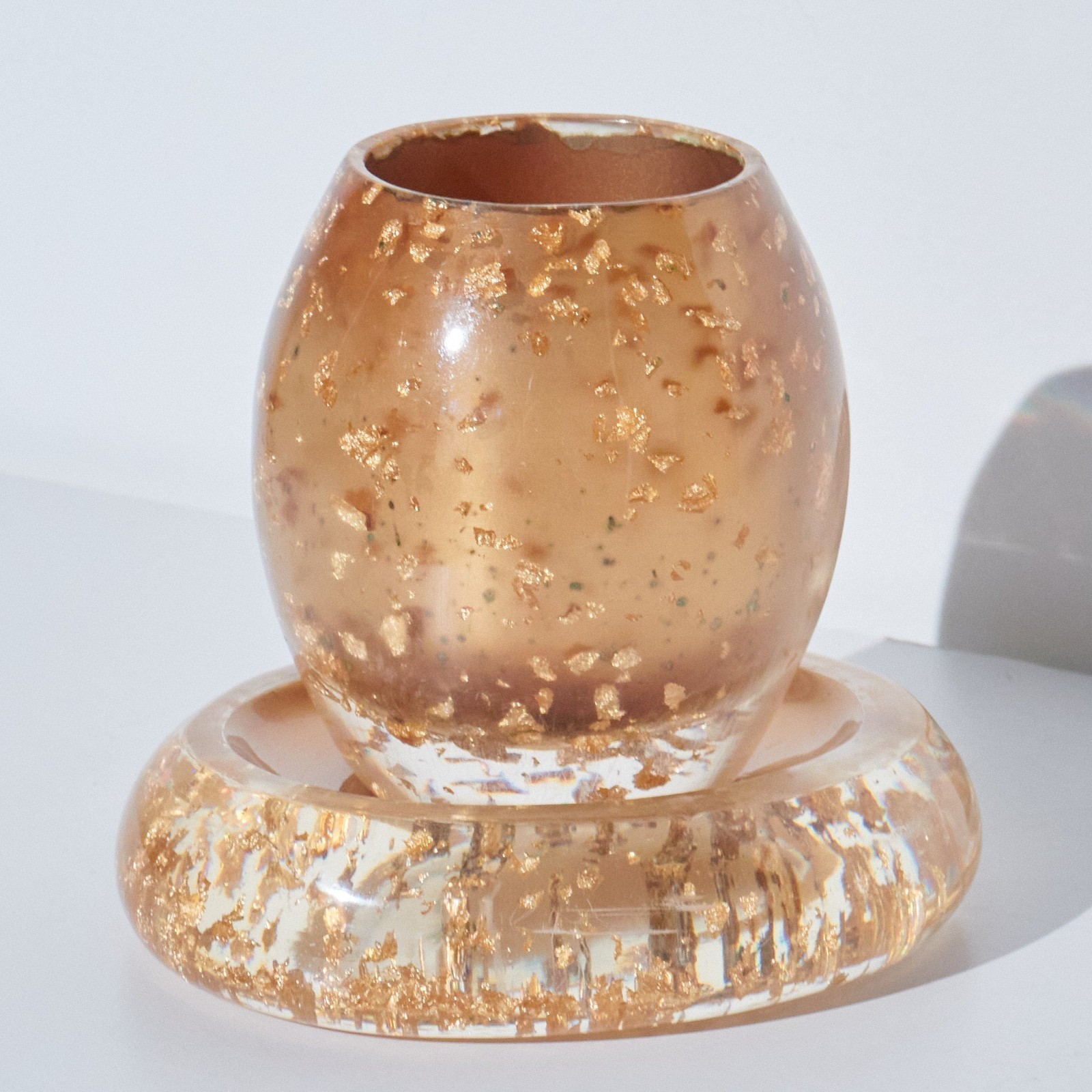 Vintage 1950s Gold Rush Bronze Lucite Bathroom Set Toothbrush Holder & Soap Dish