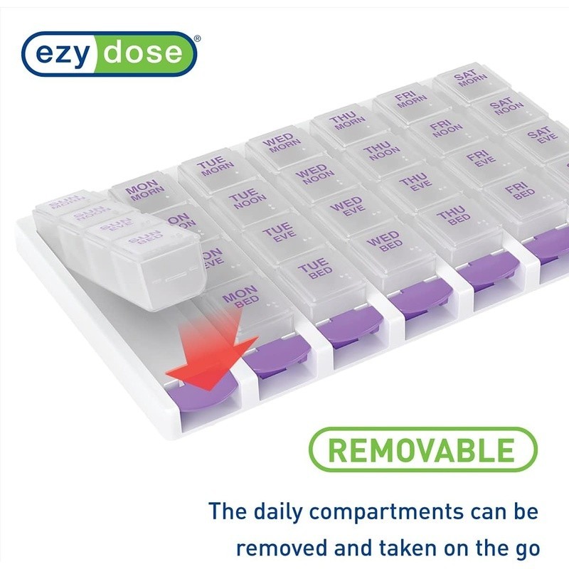 7 Day Pill Organizer Weekly Medication Planner Travel Easy Use Compartment