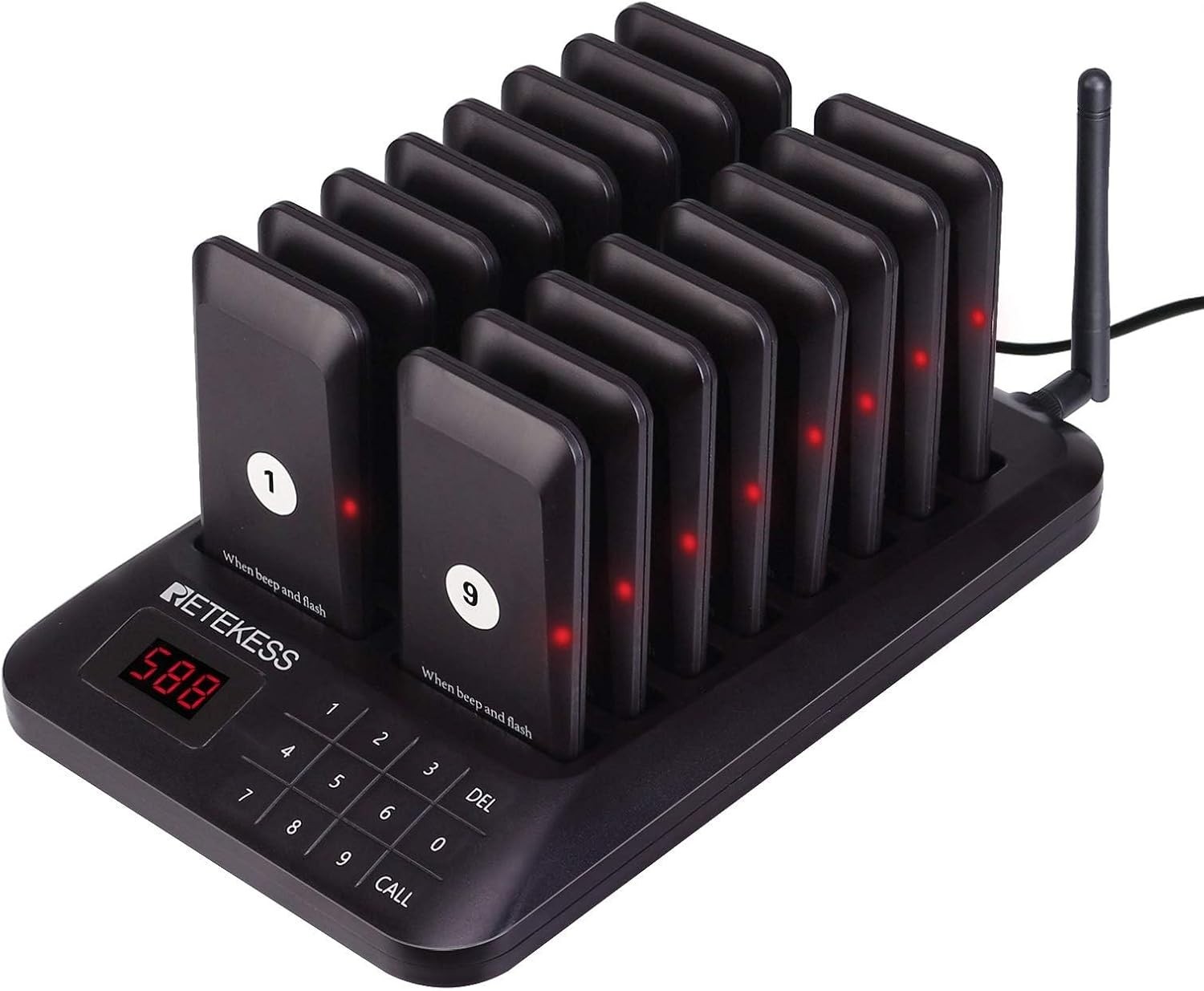 TD157 Restaurant Pager System: 16 Long-Range Pagers with Vibration & Flash