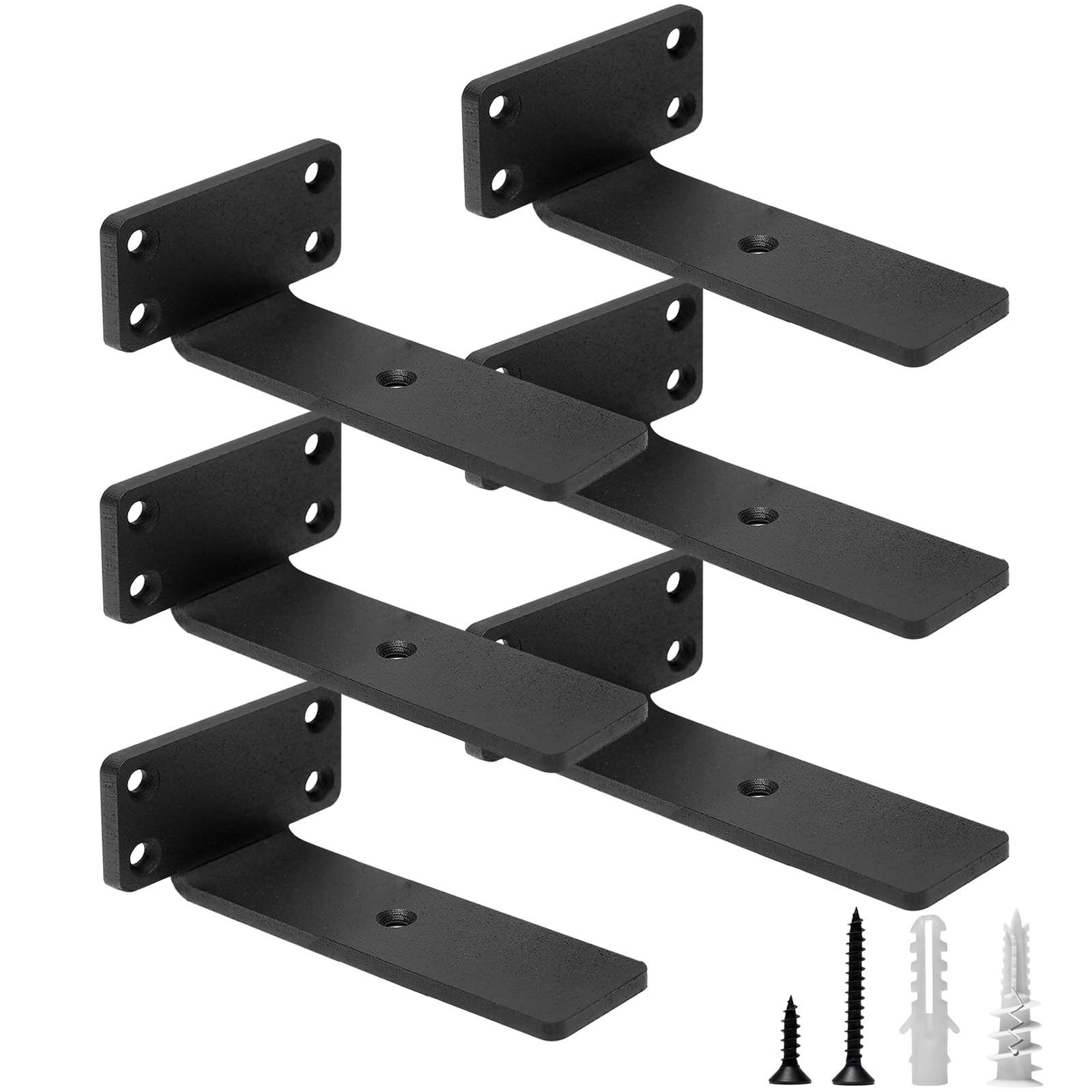 6 PCS 5Inch Heavy Duty Floating Shelf Bracket 1/5 Thick Iron Hidden Hardware