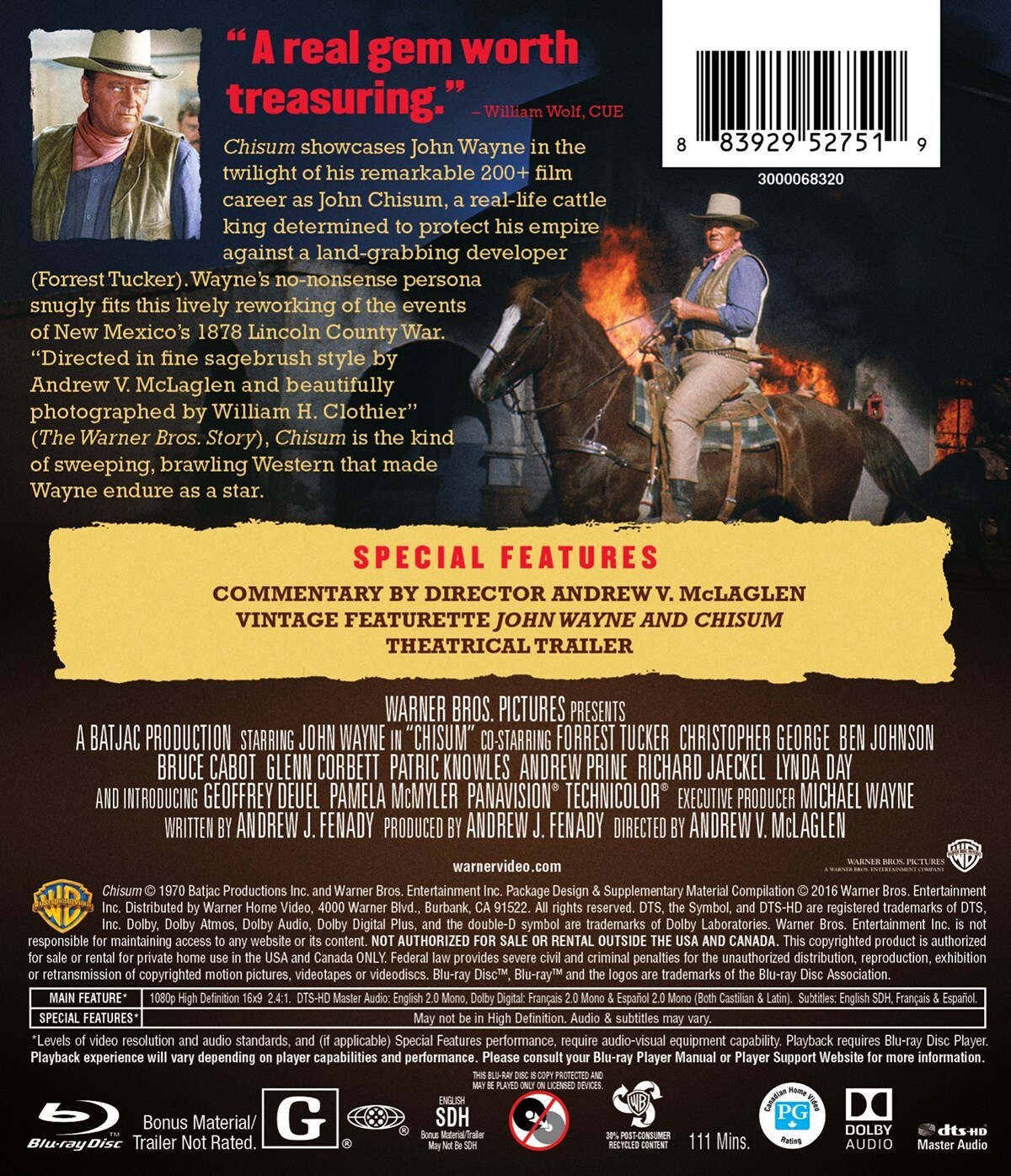 Chisum Blu-ray John Wayne NEW