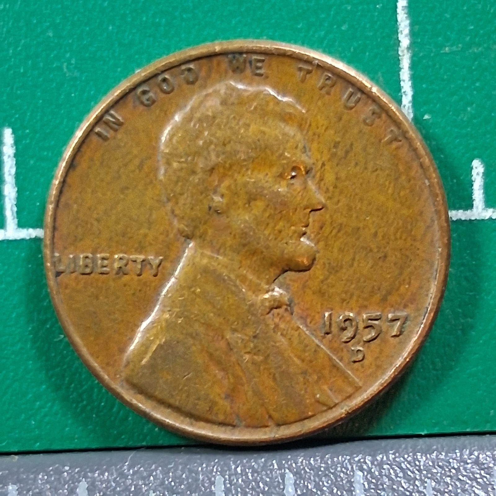 1957-D United States USA Abraham Lincoln Wheat Penny 1 Cent Copper Coin