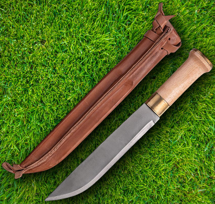 Finnish Fixed Knife 9" Satin Finish Stainless Steel Blade Beech Wood Handle
