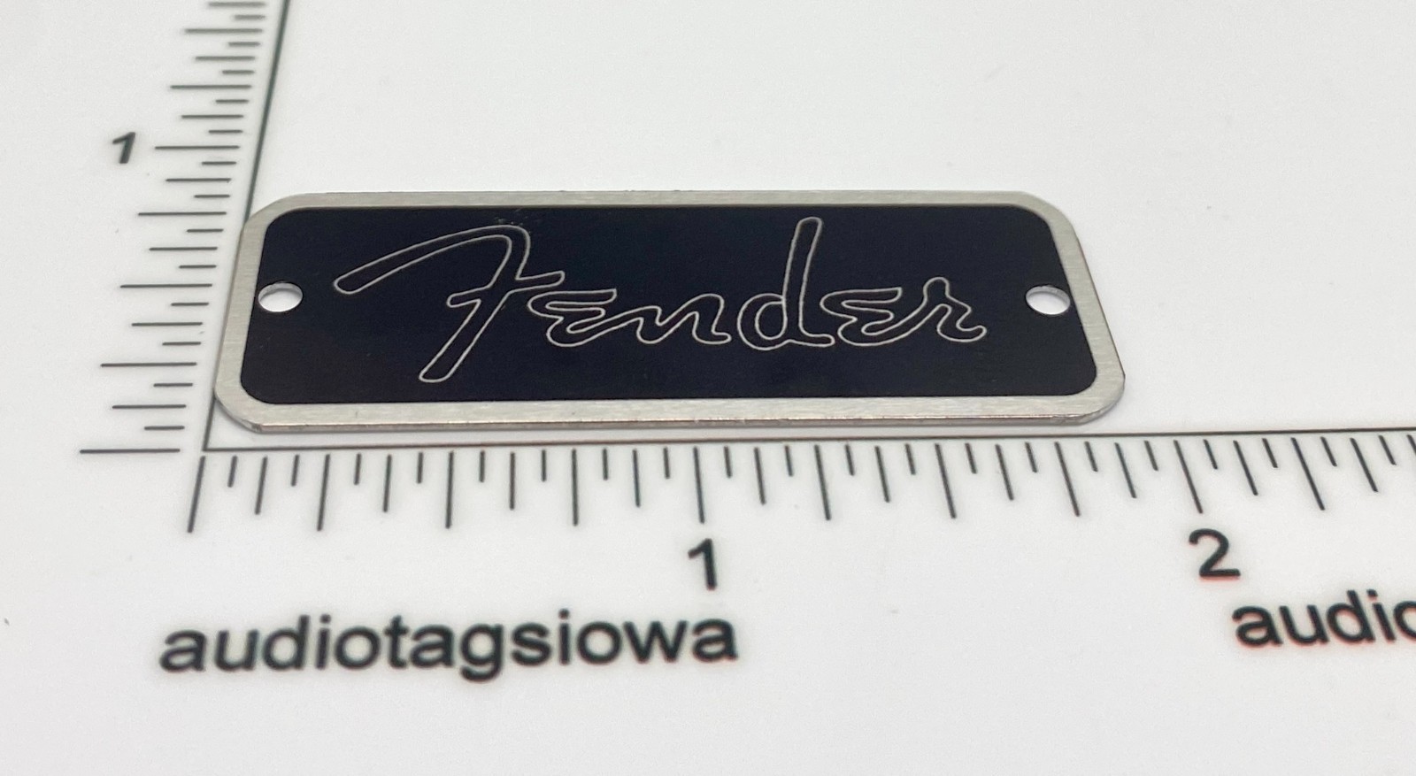 Fender Spaghetti Logo for Case Badge Custom Made Black/Silver Aluminum