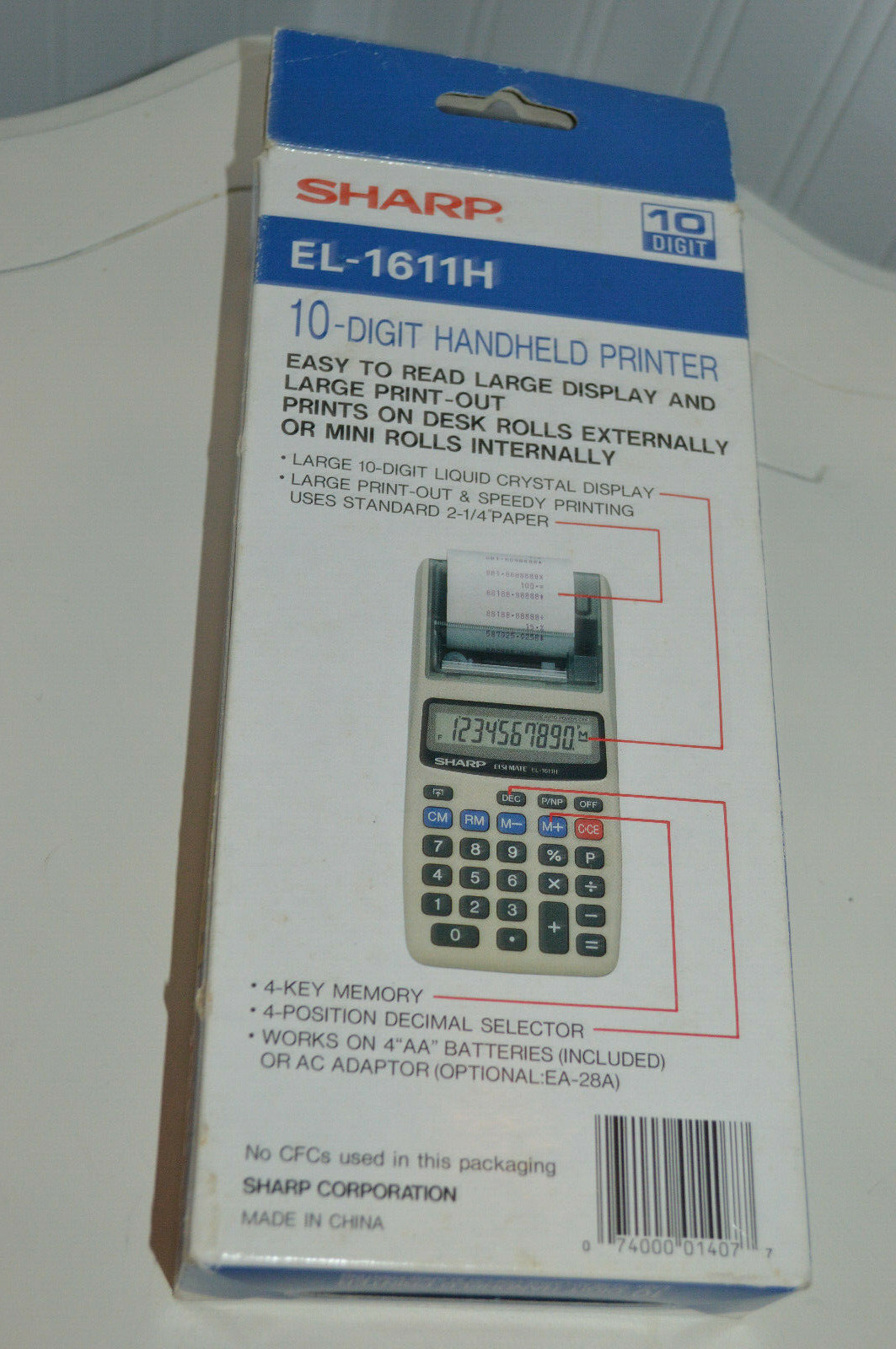 VTG SHARP HANDHELD PRINTER EL-1611H 10-Digit Large Display Printing VGC