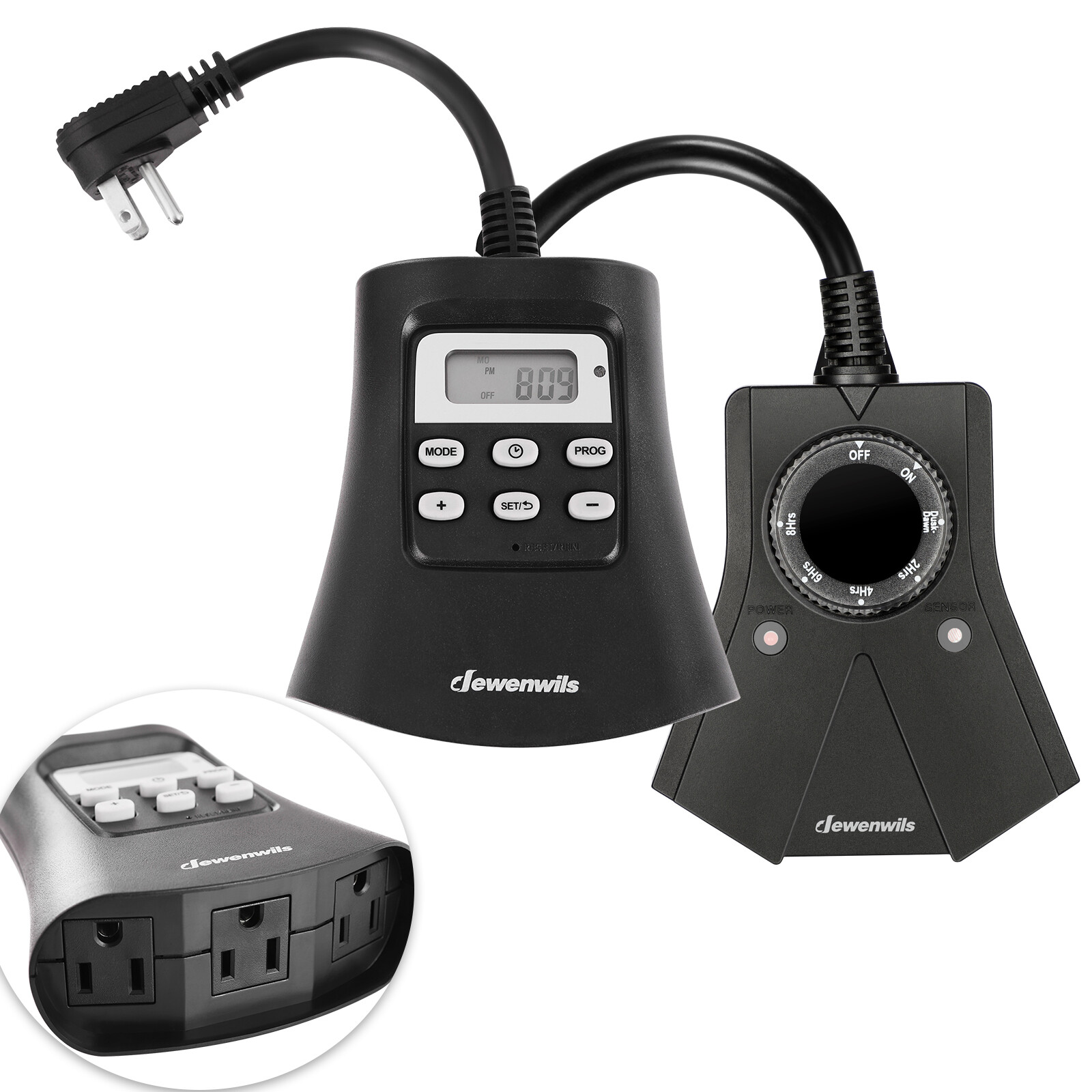 DEWENWILS Digital Outdoor Timer Waterproof Plug in Light Timer Switch Black
