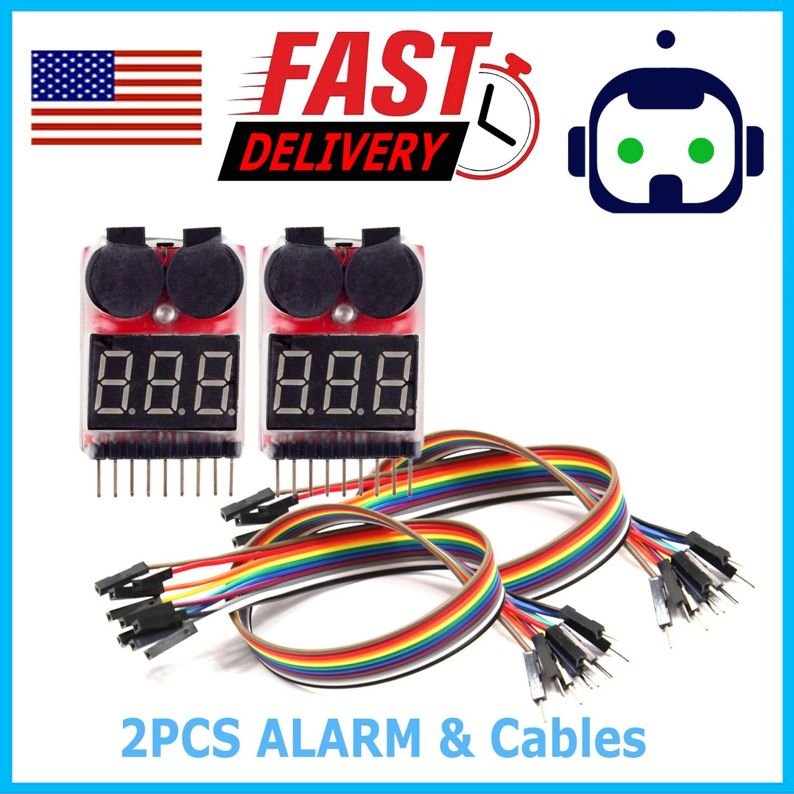 2X RC Lipo Battery Low Voltage Alarm 1S-8S Buzzer Indicator Checker Tester LED
