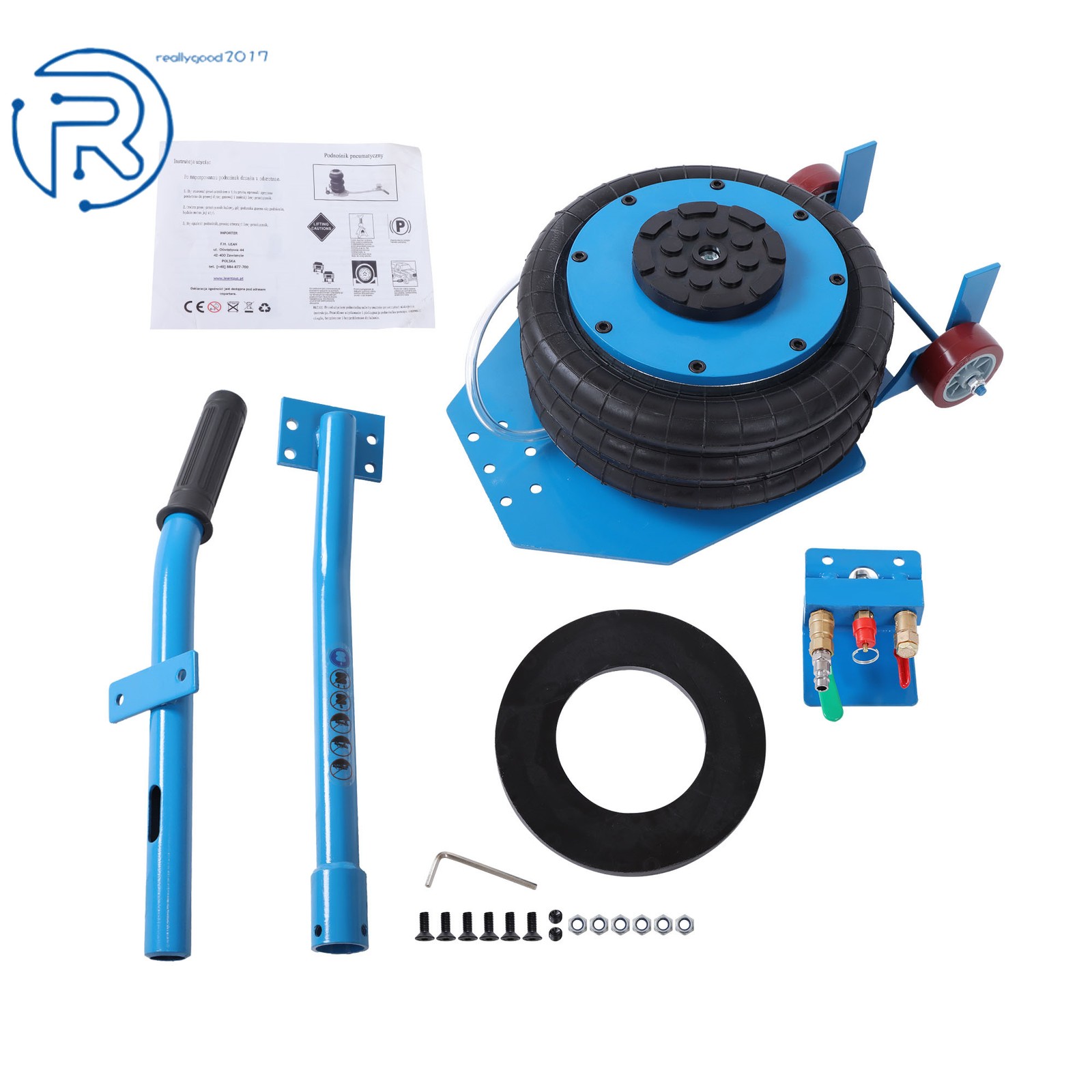 Triple Bag Air Jack 3 Ton/6600 lbs Pneumatic Jack Blue For Car SUV fast Lifting