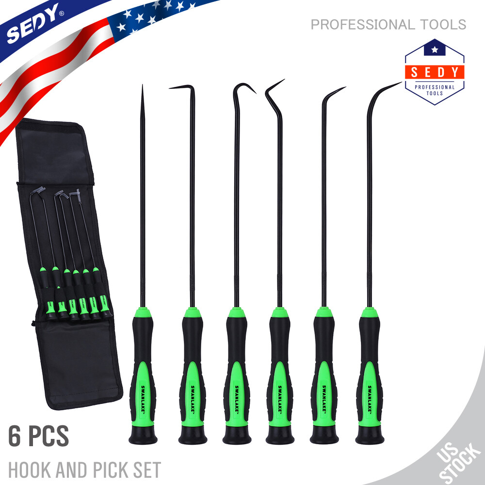 6pc Pick & Hook Set Extra Long O-Ring & Seal Remover Soft Grip Assorted Shapes