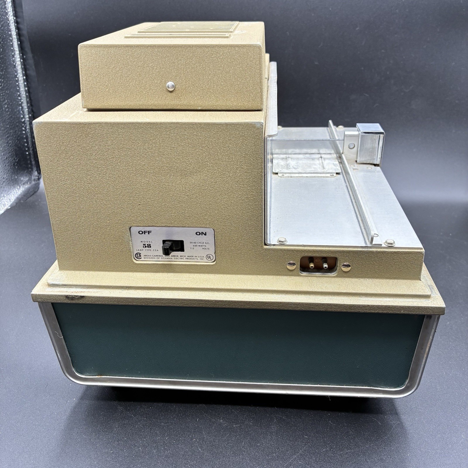 Argus 500 Automatic Slide Projector w/case Vintage Untested No CORD PARTS/REPAIR