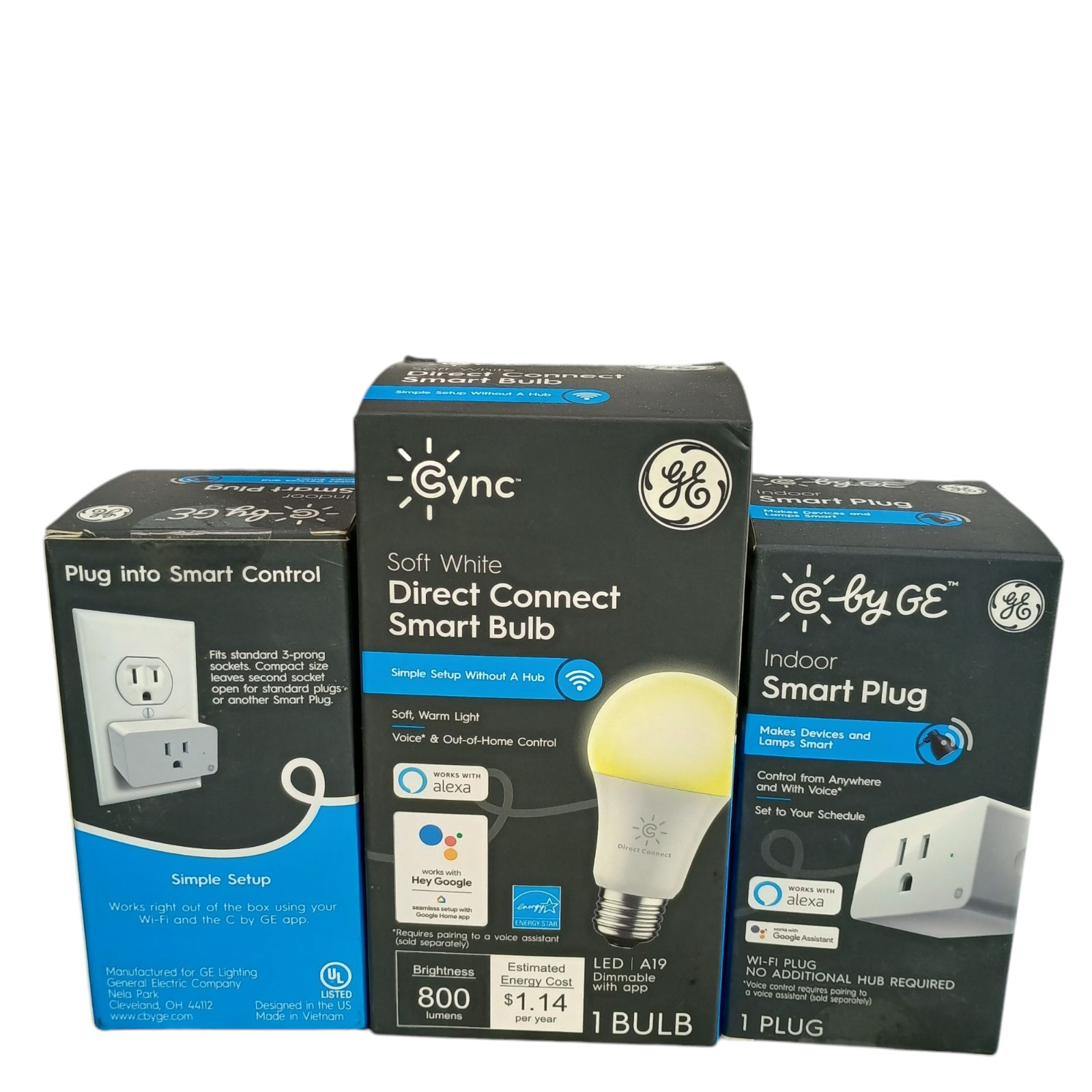 C by GE INDOOR Smart Plug & Lightbulb W/ Smart PLUG Alexa Google ASSISTANT 3pcs.