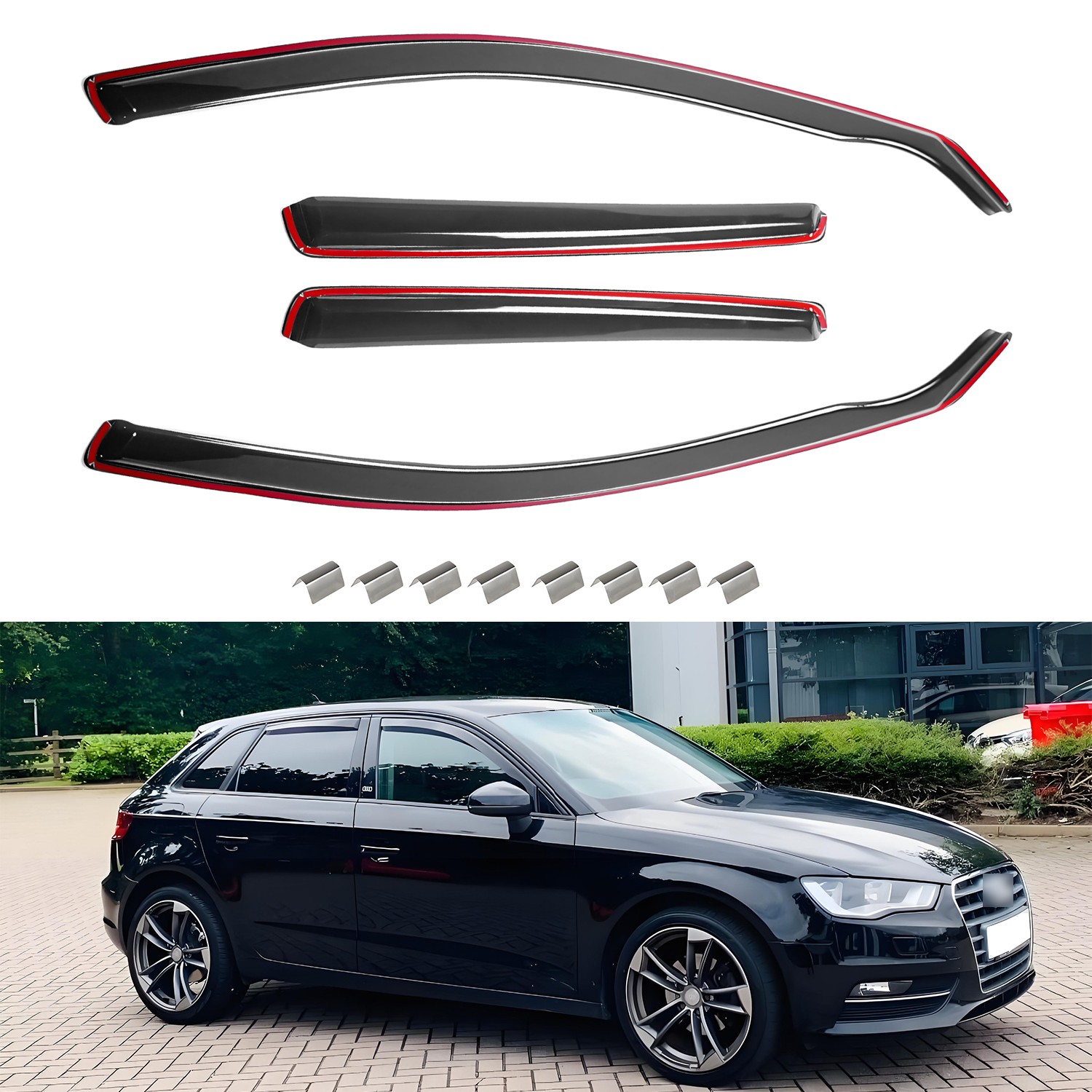 For Audi A3 or S3 MK3 2013-2019 5 Door Sportback Wind Deflectors Tinted UK