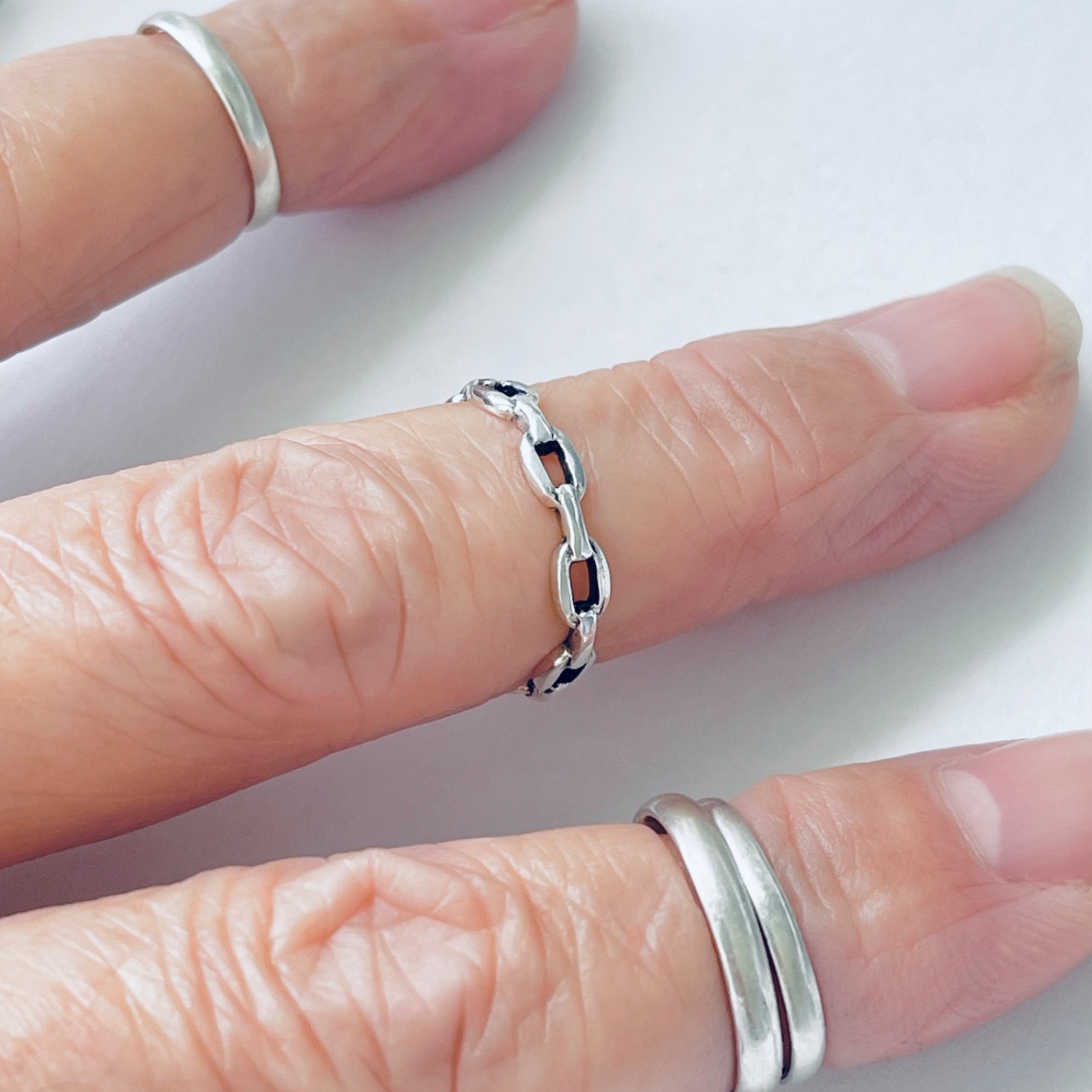 Sterling Silver Round Link Toe Ring, Silver Rings, Chain Links, Silver Band