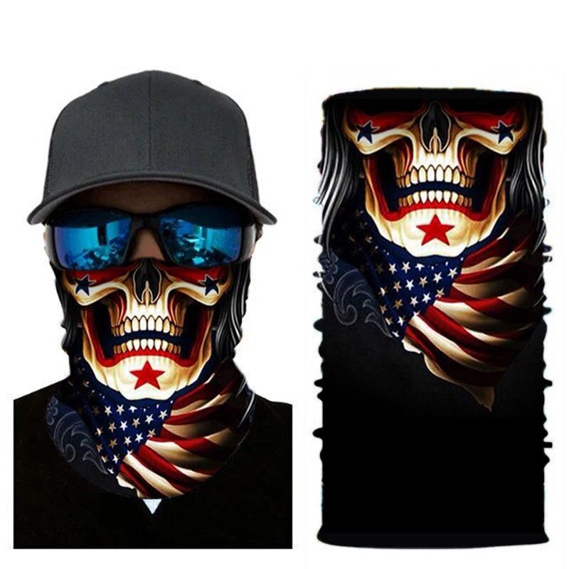 4pc Skull US Flag Multi-functional Sun Protection Bandana Fishing Outdoor