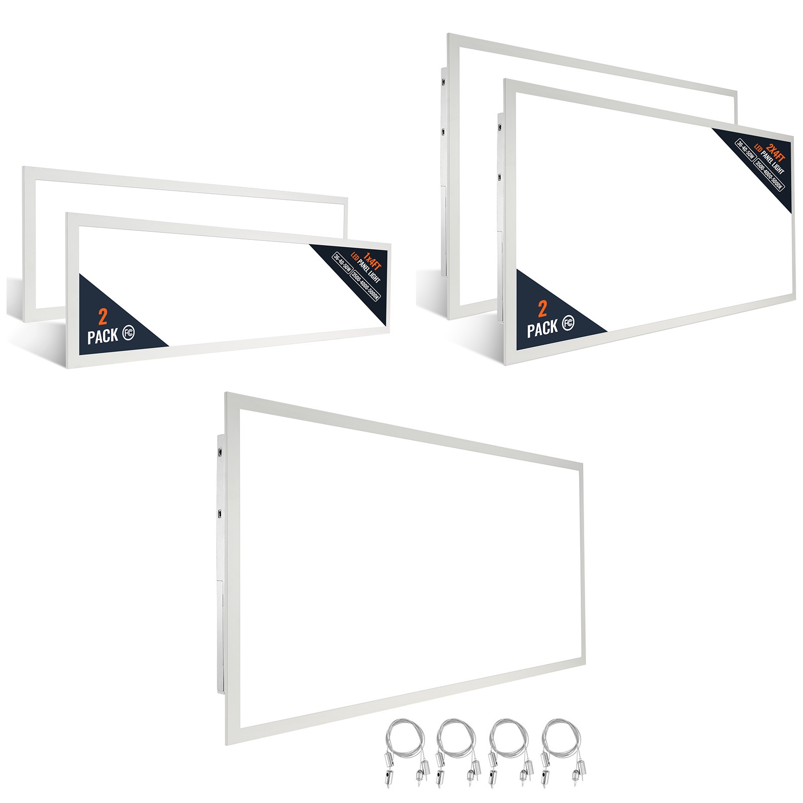 4FT LED Flat Panel Light 6600/6000LM Drop Ceiling Troffer Office Recessed