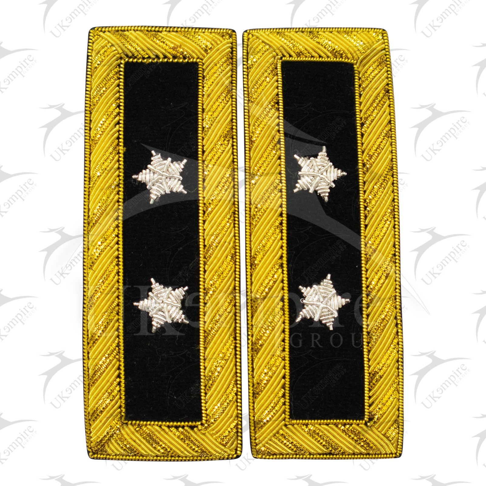 Civil War US Officer Shoulder Boards Major General (Two Star) Staff Black