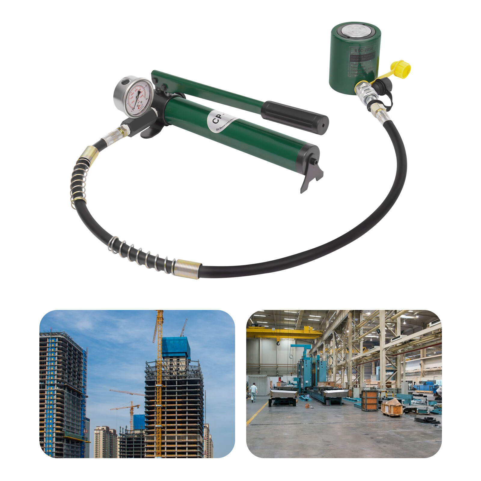 20T Portable Hydraulic Jack Hydraulic Lifting Cylinders with Hand Pump,1m/3.28ft
