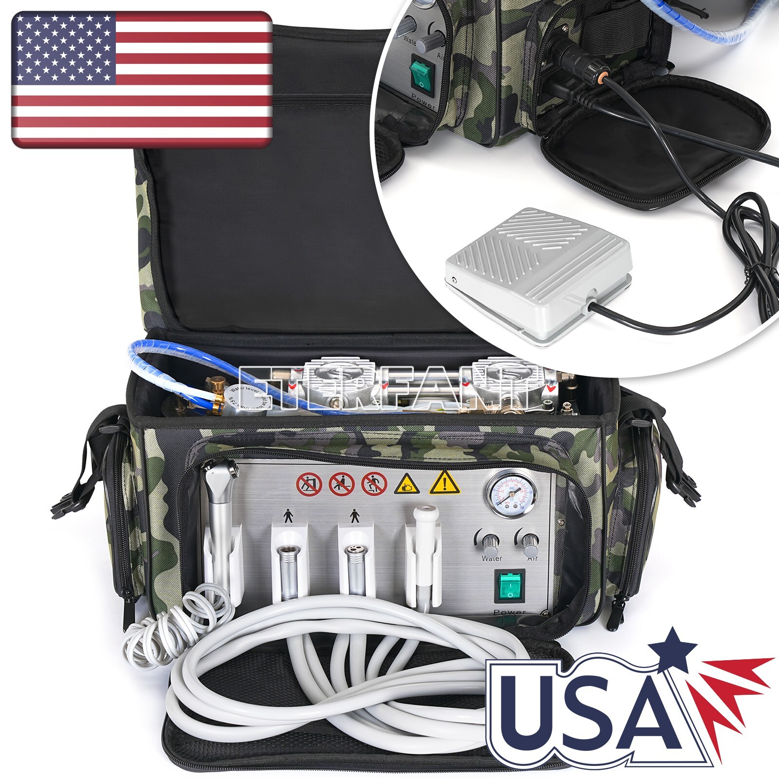 Portable Dental Delivery Unit Bag Air Compressor Suction System 4 Hole BD-401