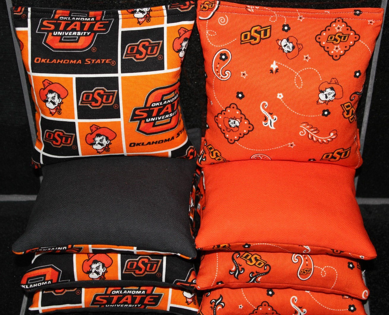 OSU OKLAHOMA STATE COWBOYS Set of 8 CORNHOLE BEAN BAGS  Quality Handmade
