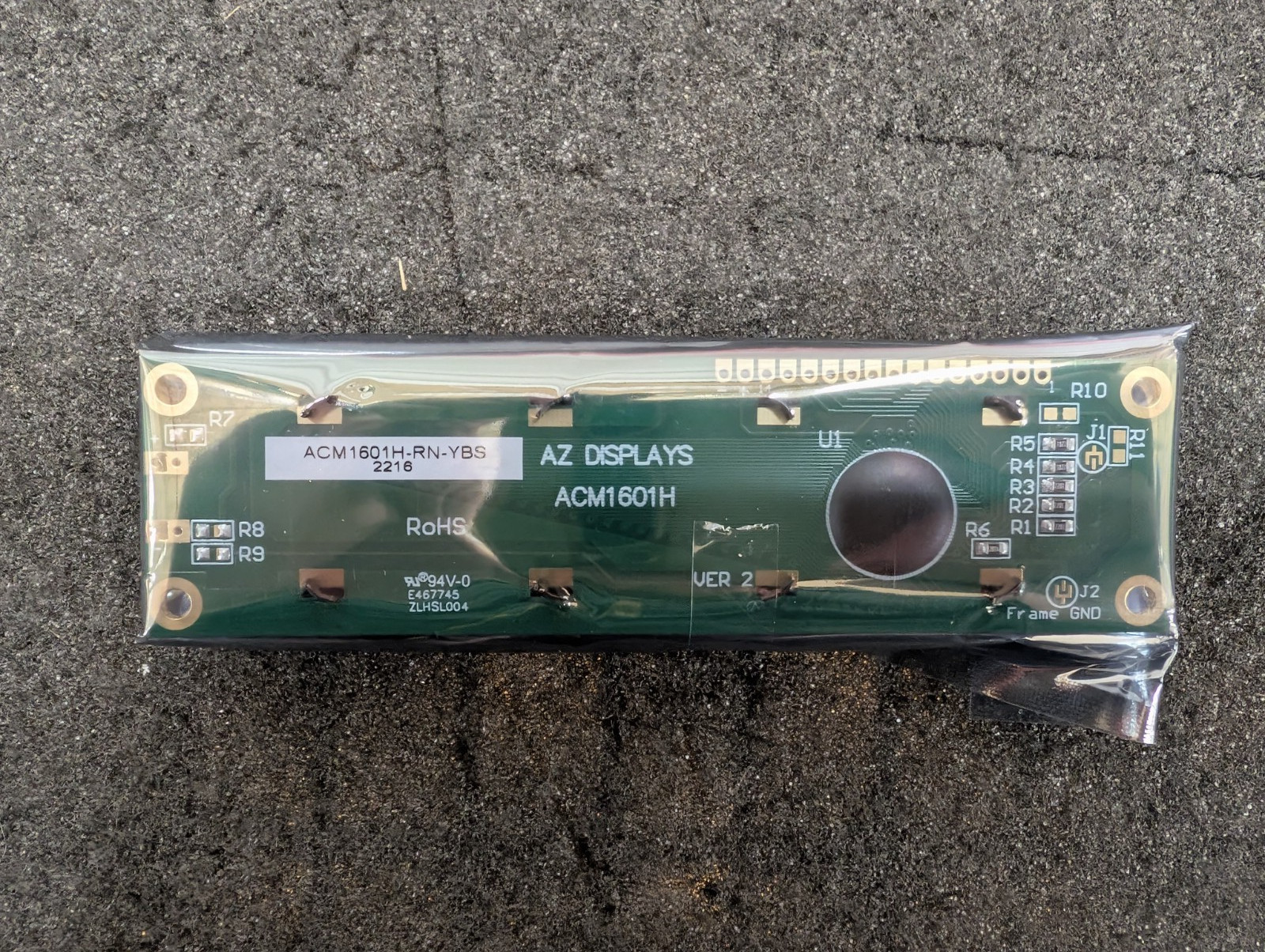 New, AZ Displays, ACM1601H-RN-YBS, LCD CHARACTER DISPLAY MODULE - Lot of 2pcs