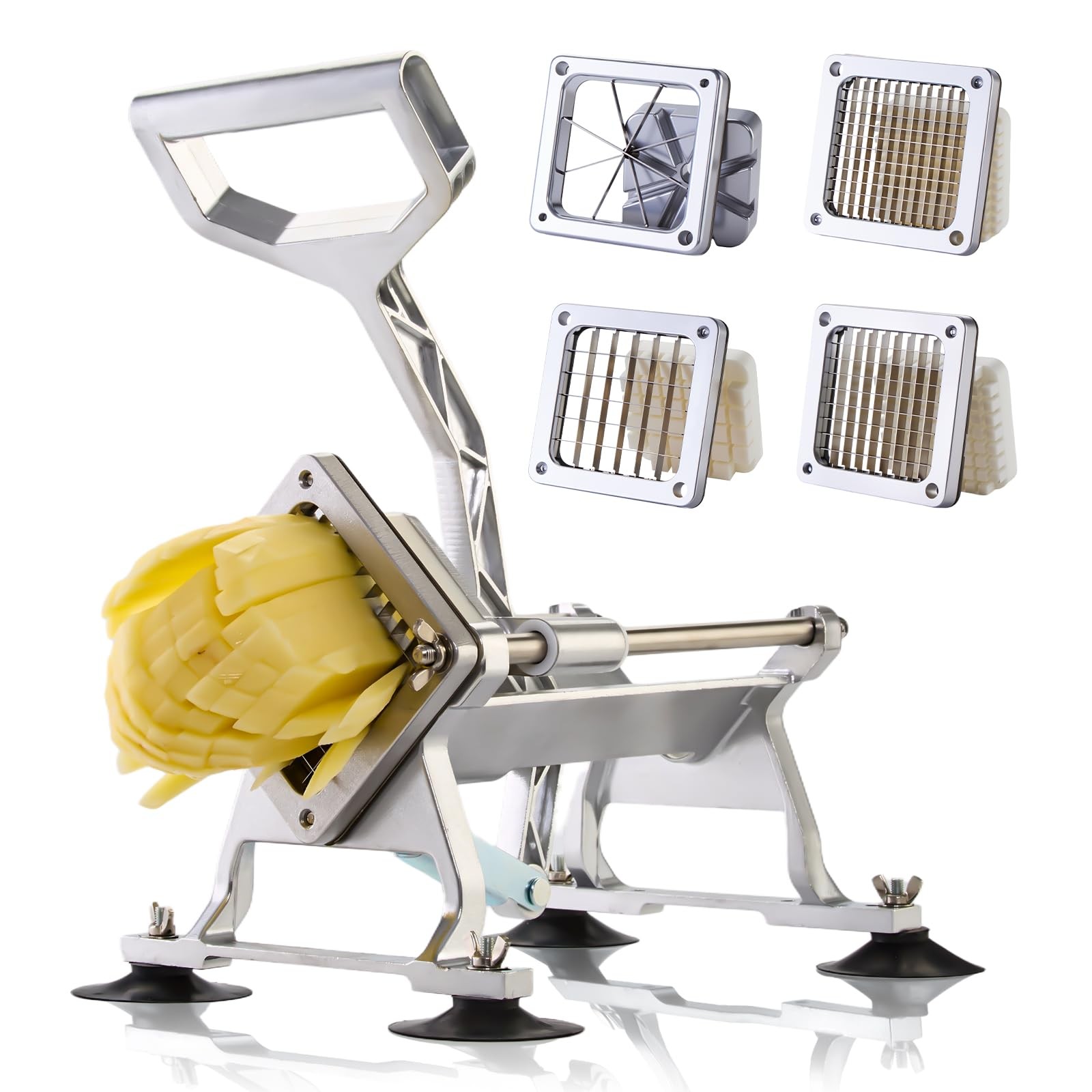 Commercial French Fry Cutter Stainless Steel Potato Cutter with 1/2,1/3,3/8 I...