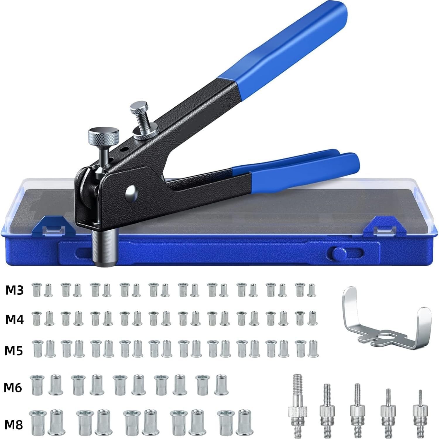 86 Piece Hand Riveting Tool Nut Setting Tool Set, Thread Blind Riveting Tools, S...