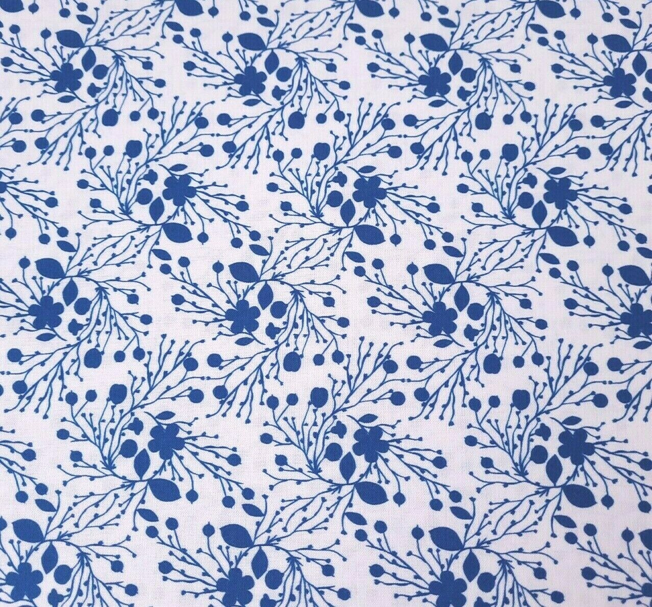 Pepino BTY Ana Sanfilippo P&B Textiles Blue Floral Print on White