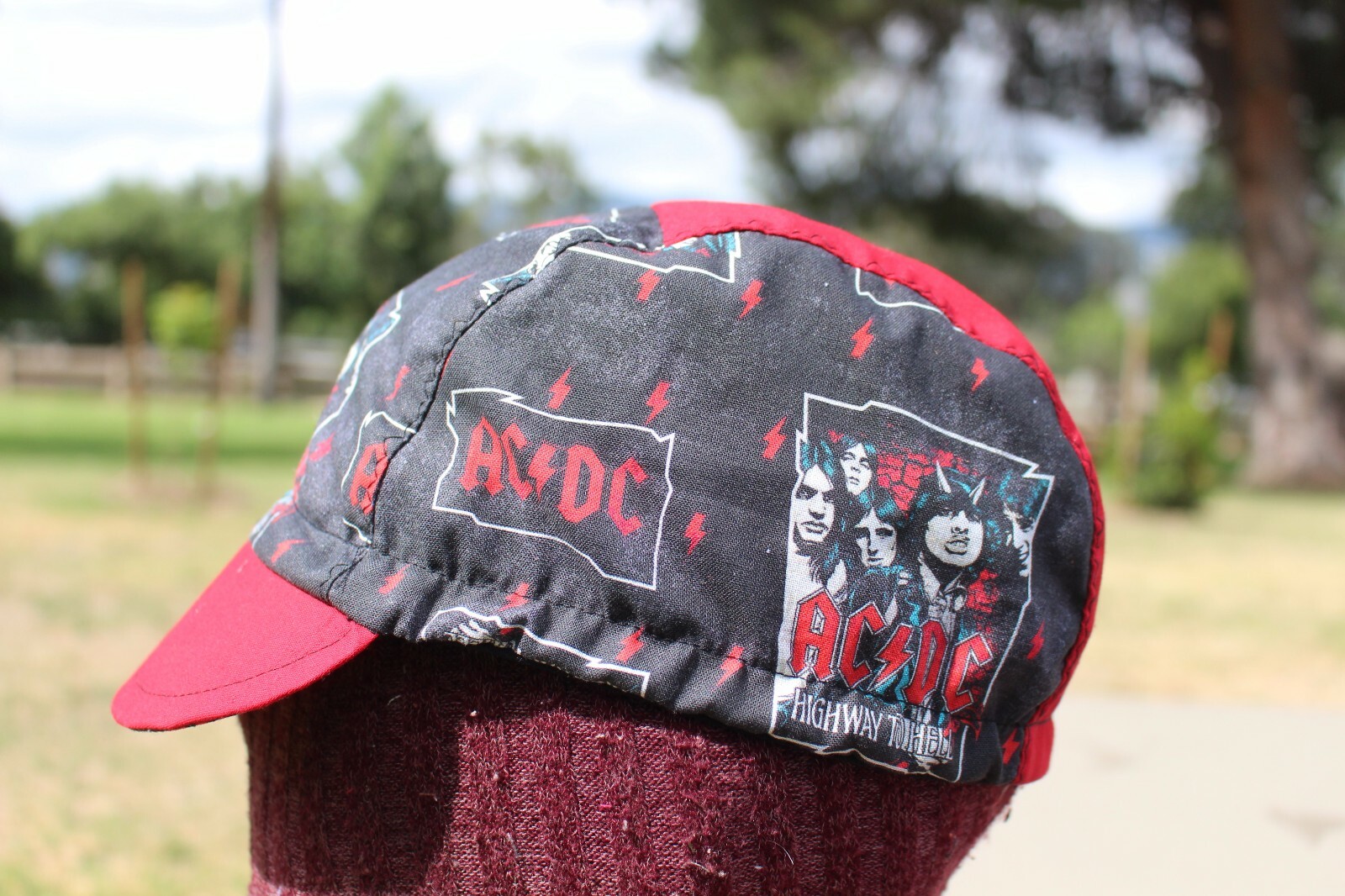 CYCLING CAP AC DC TNT TNT  BAND 100 % HANDMADE IN USA CATTON FABRIC  L M S