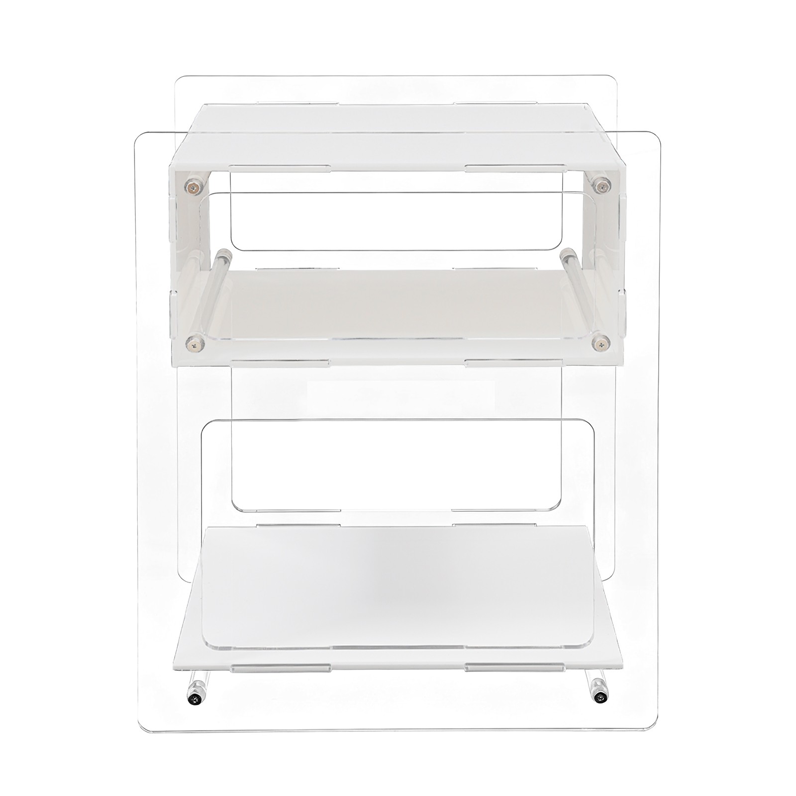 White Acrylic Side Table, Acrylic Nightstand, Rectangle Storage Shelf
