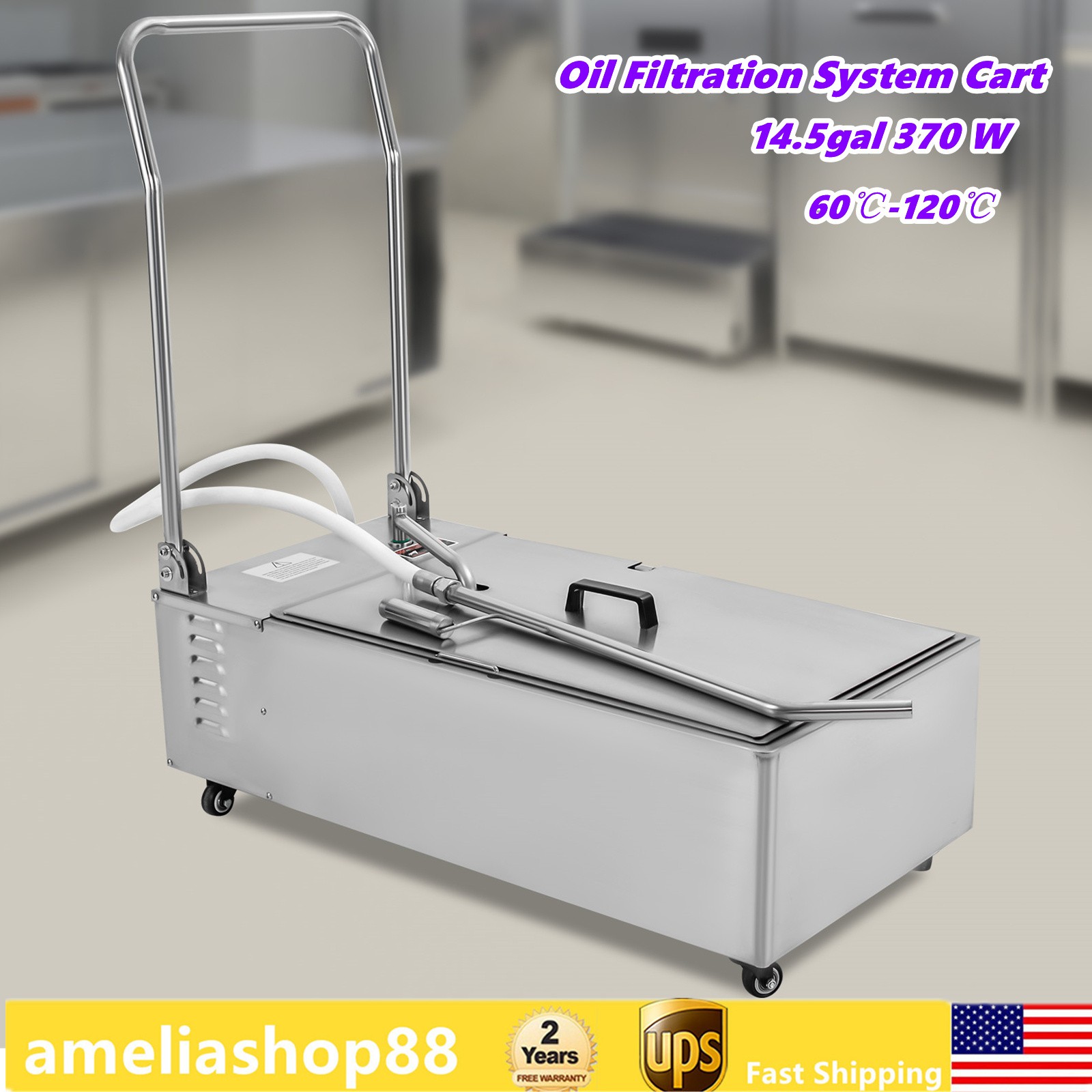 Fryer Filter 55l Commercial Fryer Oil Filter Machine Cooking Oil Filtration 370W