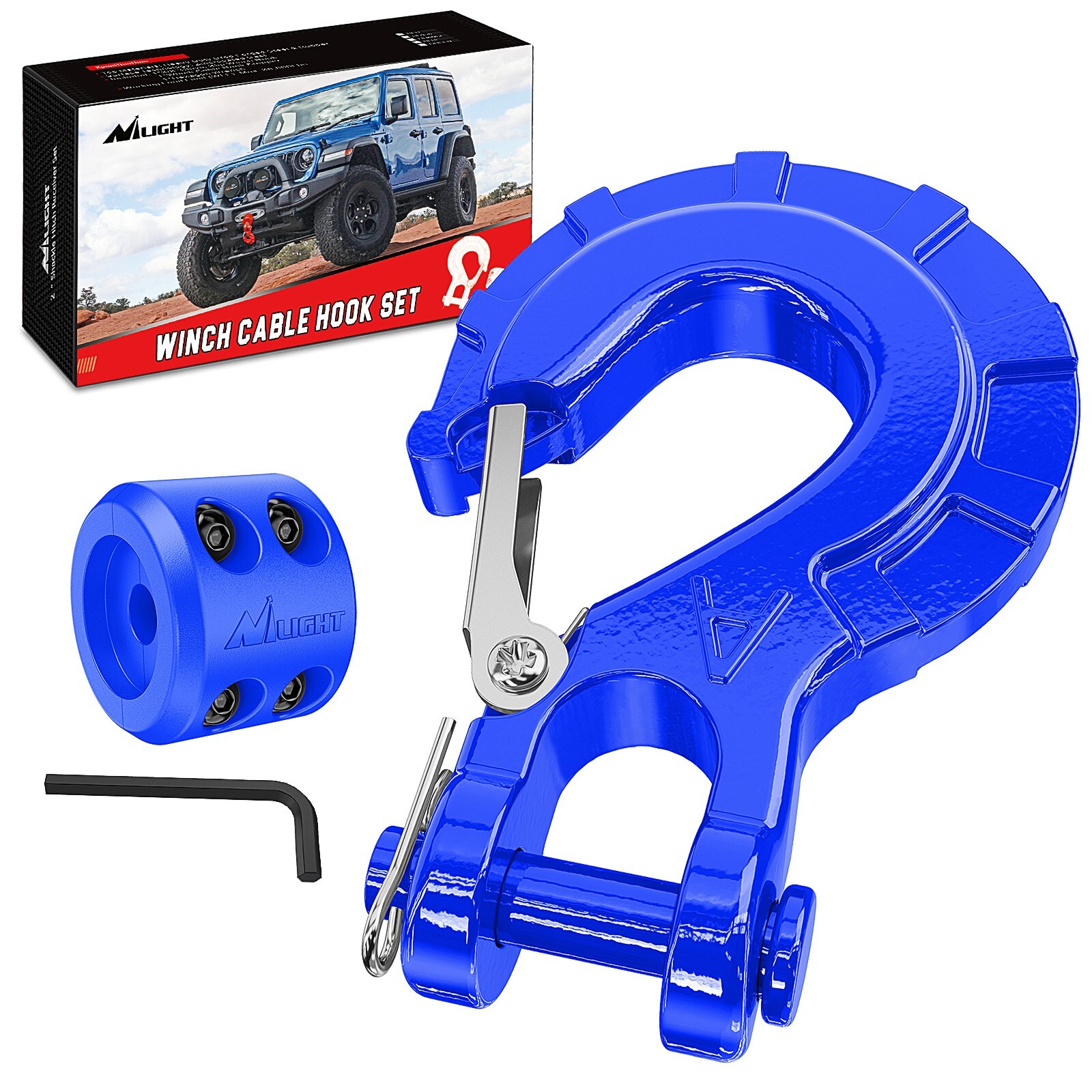 Nilight Forged Steel Winch Hook 3/8" Grade 70 Safety Latch Winch Cable Hook