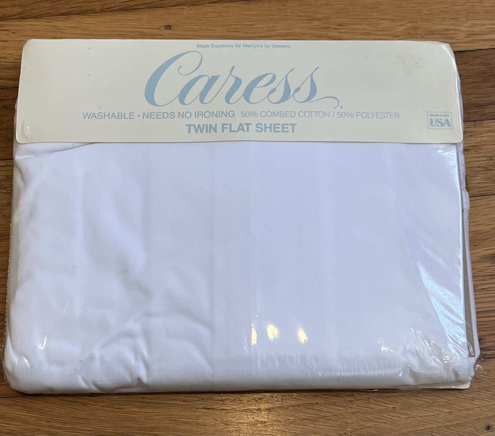 Vintage Caress Twin Flat Sheet No-Iron Solid White 50% Cotton 50%Polyester 66x96