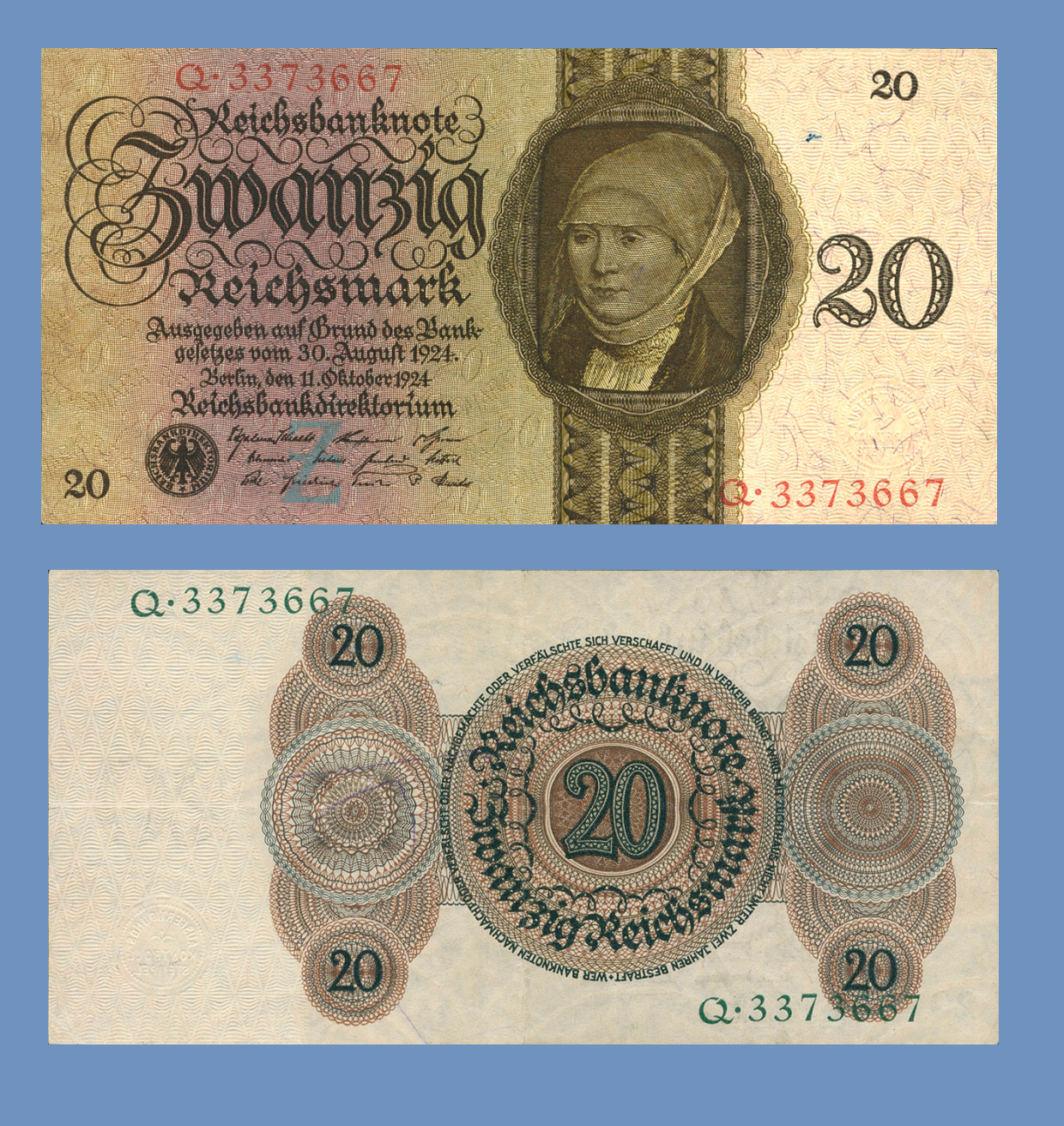 Germany 20 reichmark 1924 - Copy