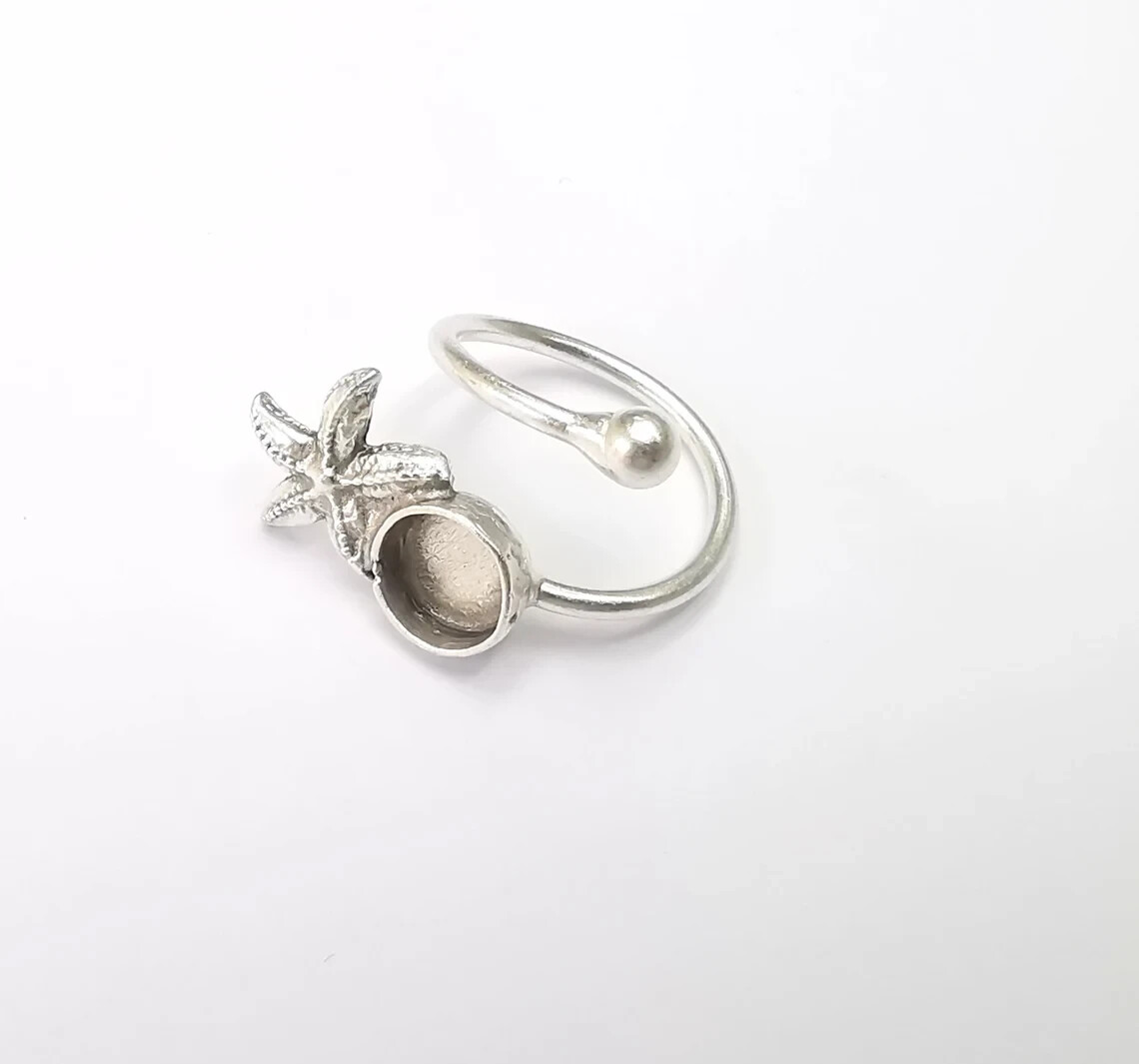 Starfish Ring Blank Setting, Cabochon Mounting, Adjustable Resin Ring Base Bezel