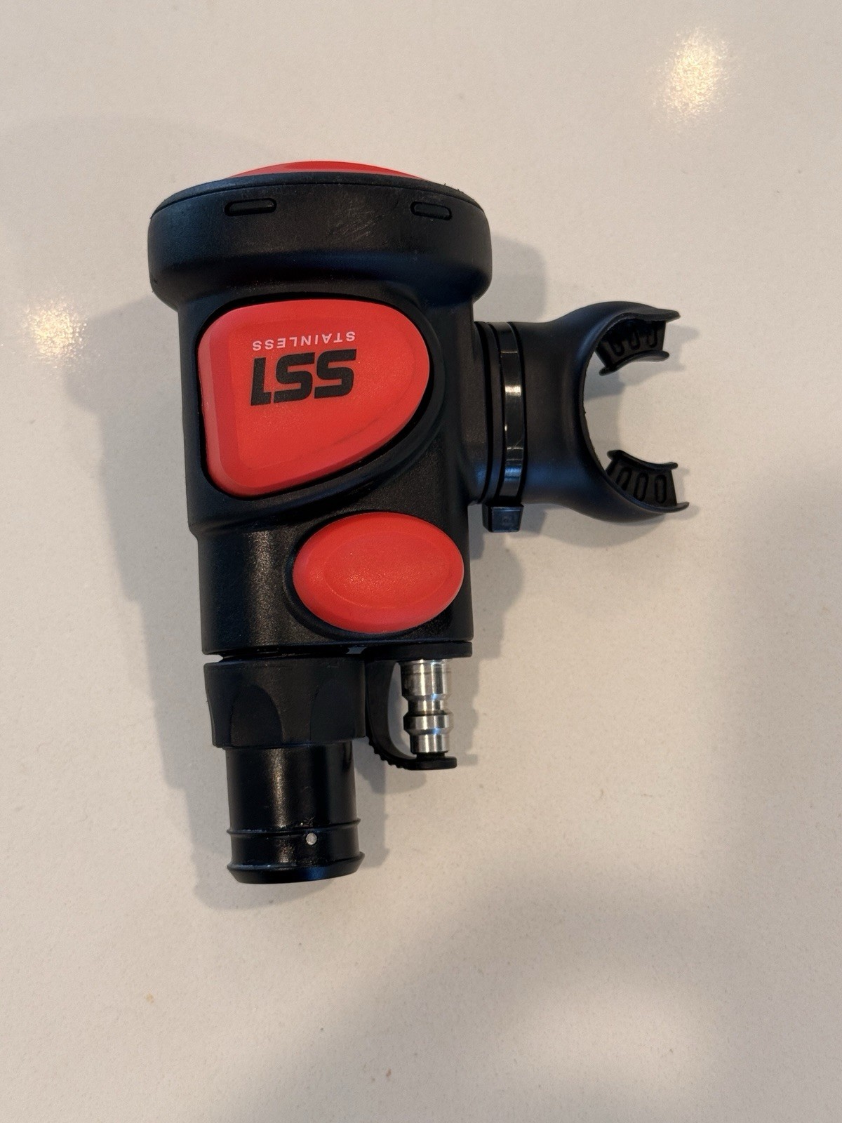 Atomic SS1 Octo Inflator Secondary Scuba Dive Regulator Backup - Red stainless