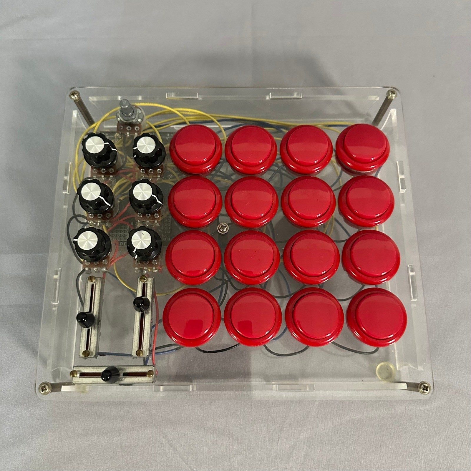 Music Controller MIDI Red/Clear DIY Arcade Button Mixer Untested As Is Prop Art