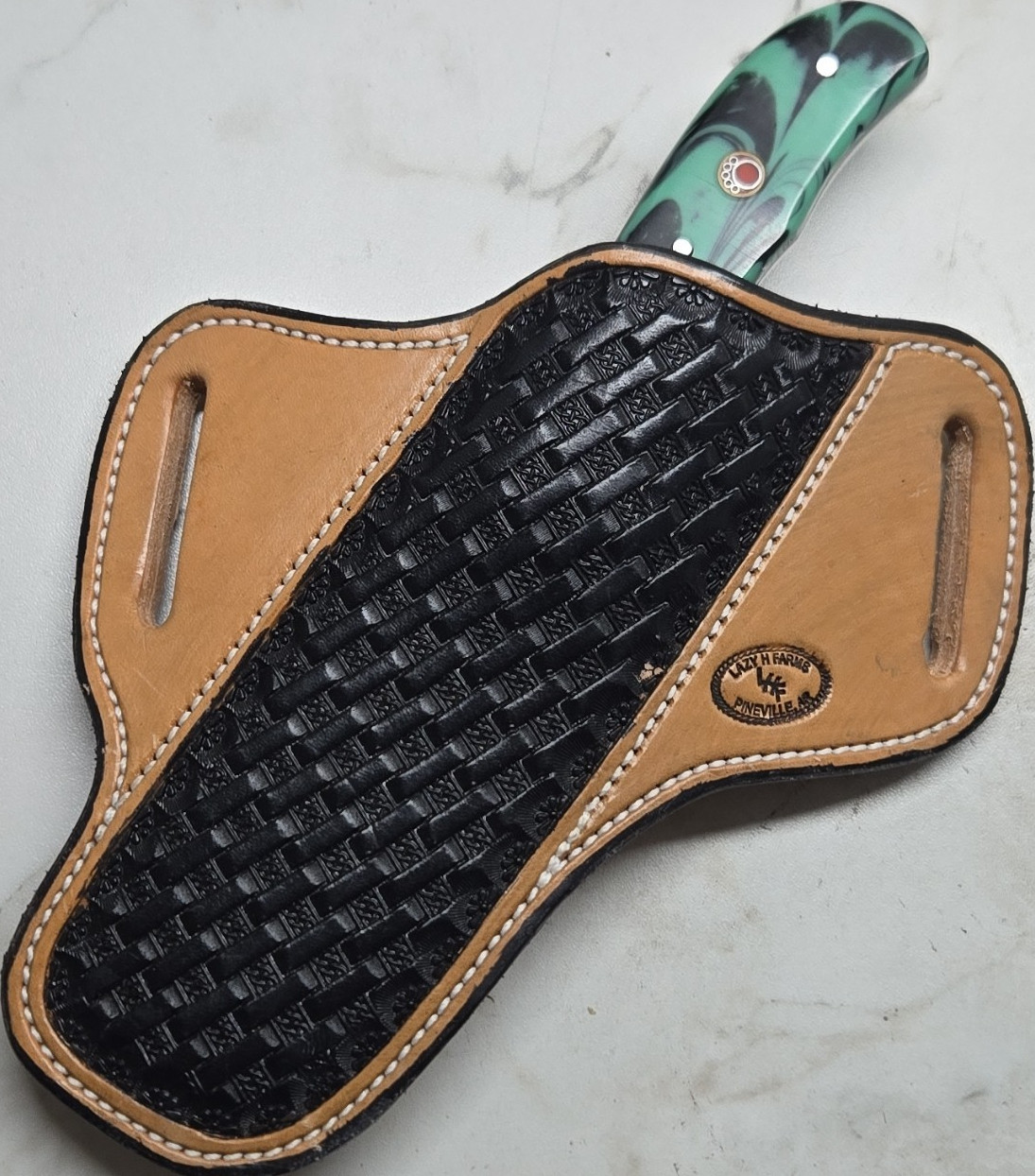 Custom Lazy H Farms Fixed Blade Hunting Knife, Full Tang with sheath included