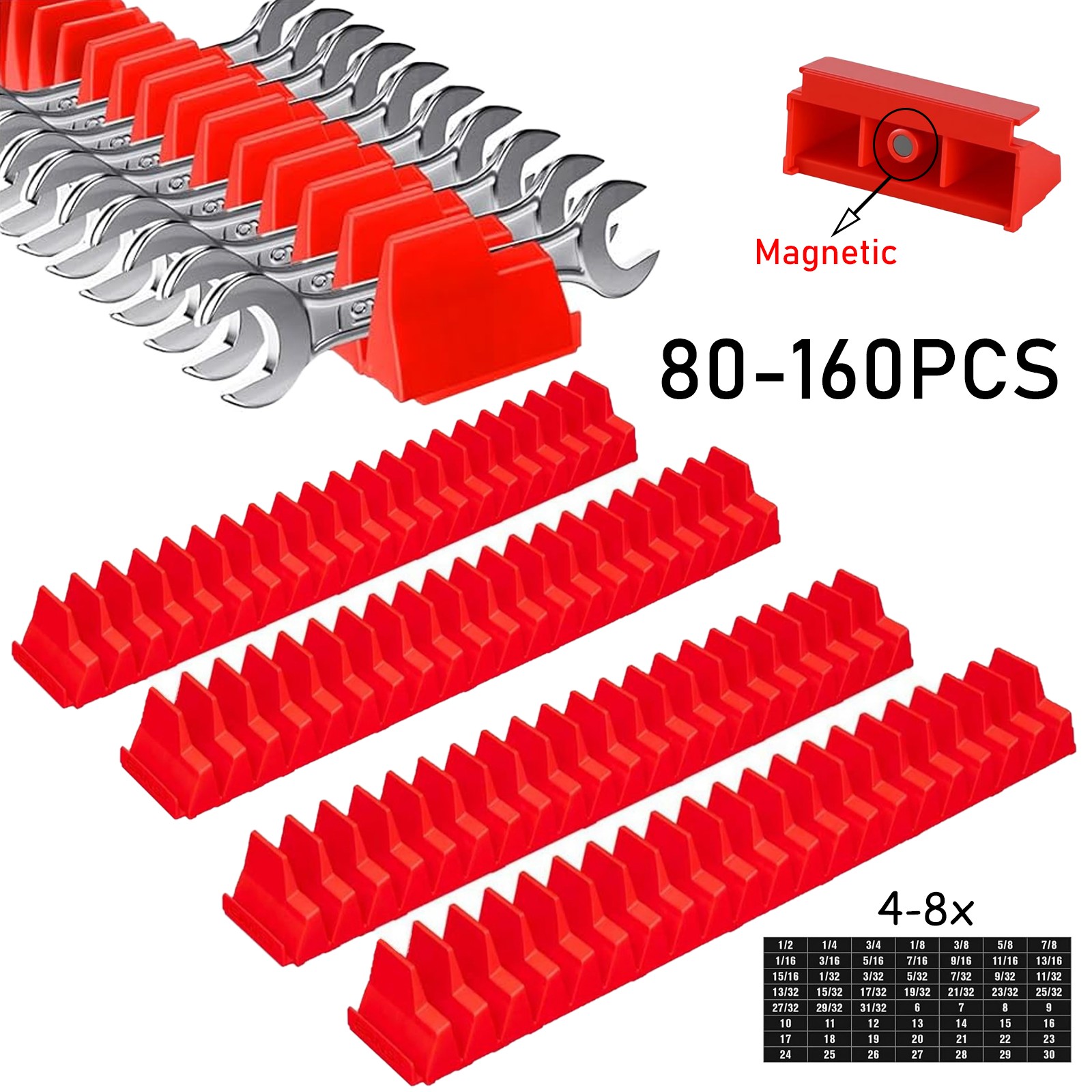 80-160PCS Magnetic Wrench Organizer Shelf Practical Wrench Tool Storage