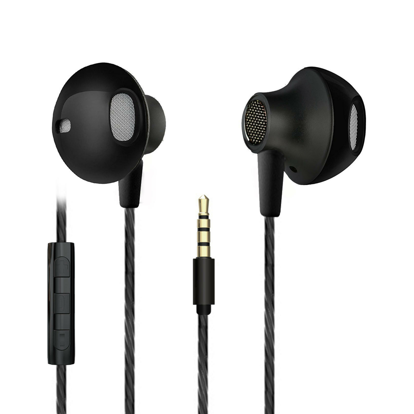 Stereo Extra Bass Wired 3.5mm Metallic Earbud with Volume Control + Mic