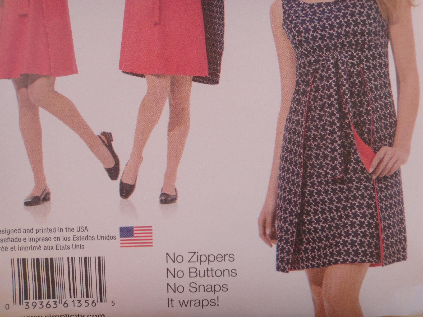 Simplicity 1356, Jiffy 3 Main Pattern Pieces Reversible Wrap Dress Retro Pattern