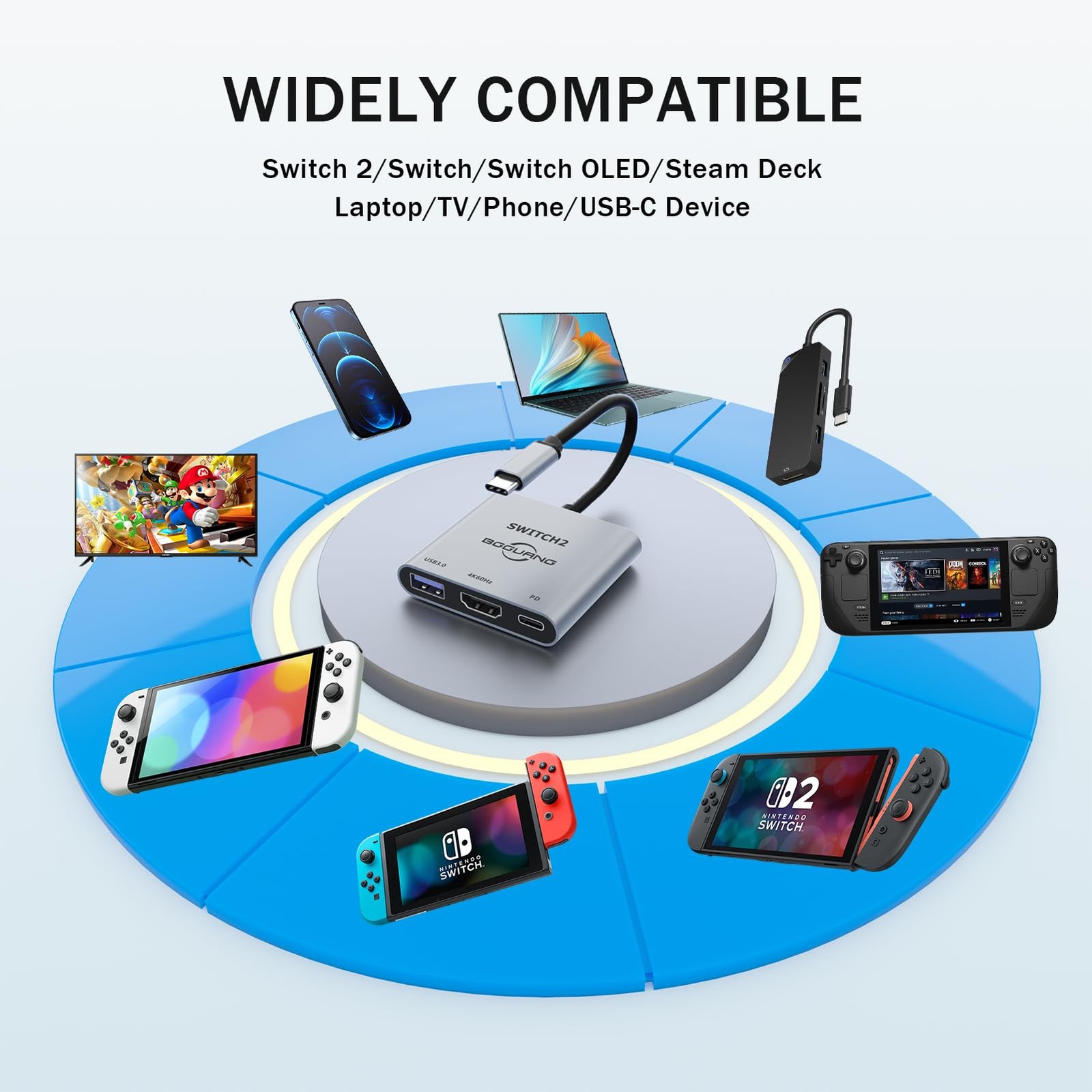 Switch 2 Dock, Switch 2 Docking Station, Portable TV Dock Station for Switch/...