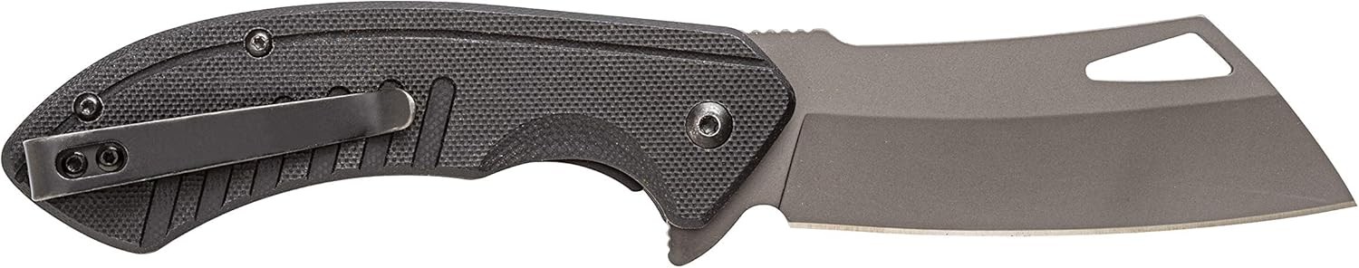 Smith's Rally Titanium Pocket Knife 3.26” Stainless Steel Cleaver G10 Hndle