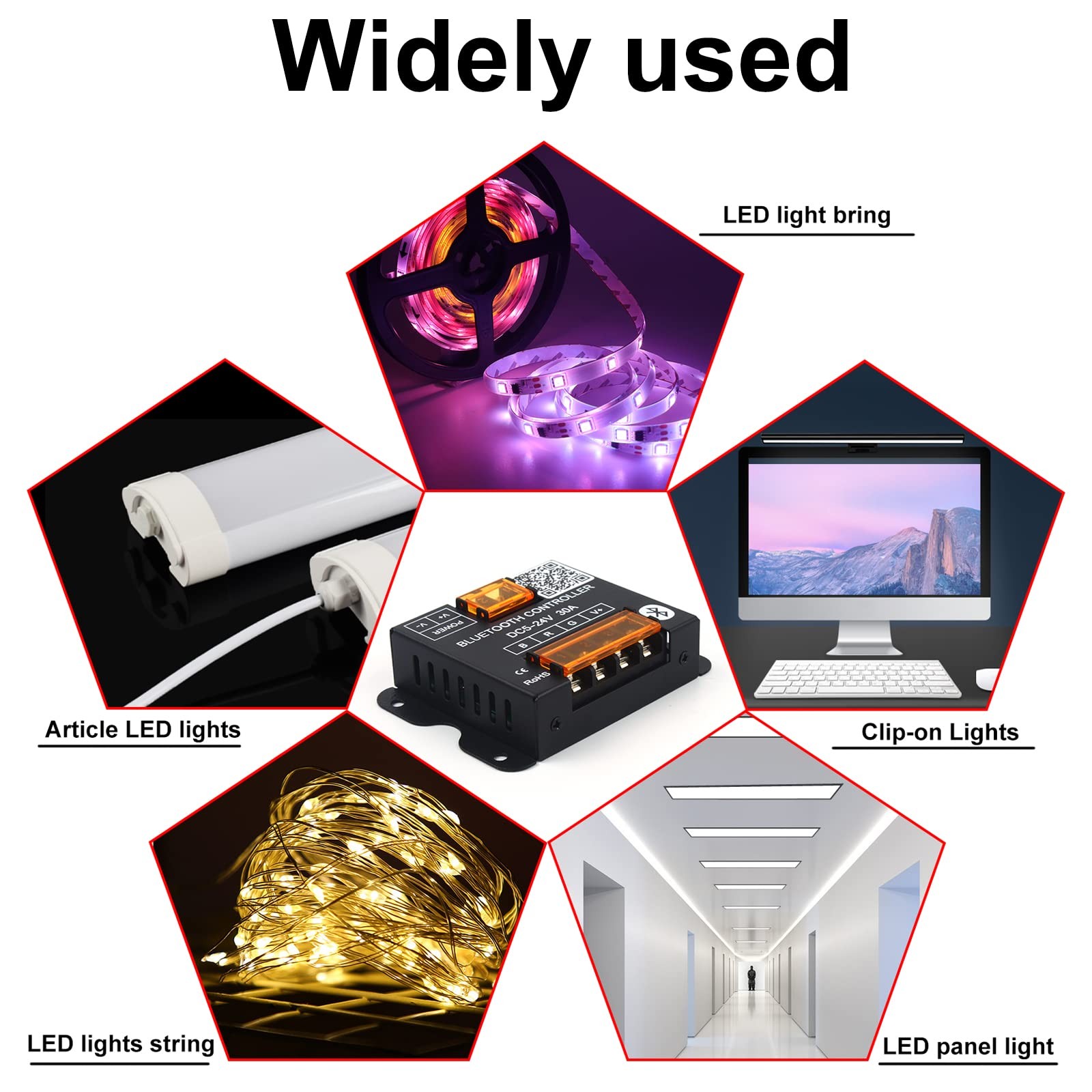 Bluetooth LED Music Controller DC5-24V 30A Smart RGB Bluetooth Controller wit...